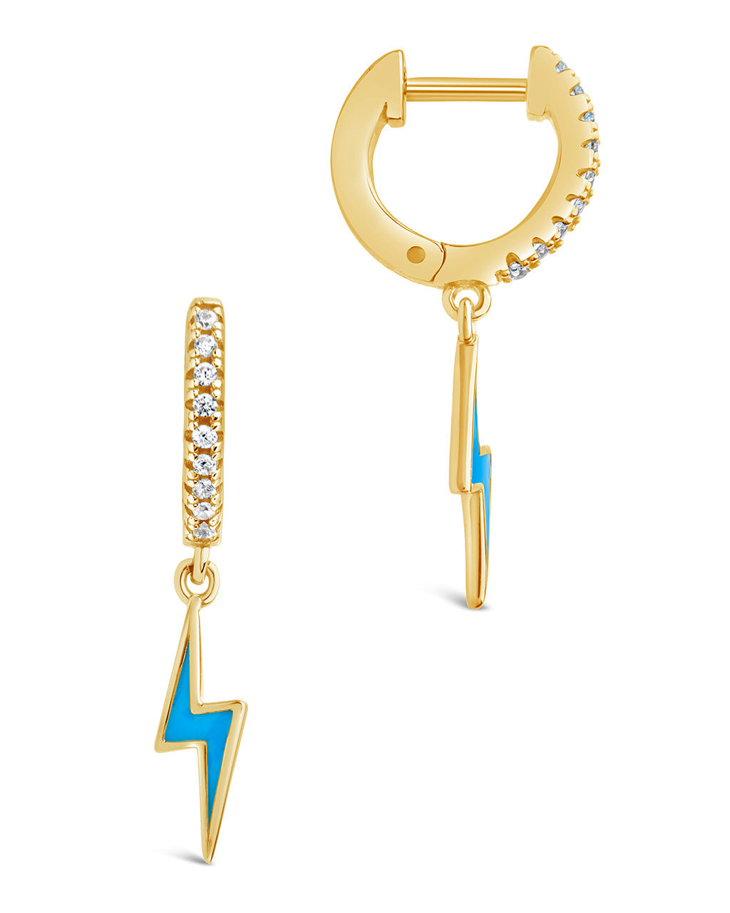 Stylish Lightning Bolt Charm Hoop Earrings for Women - Sterling Silver Dangle Earrings - Perfect for Everyday Wear, Parties & Gifts
