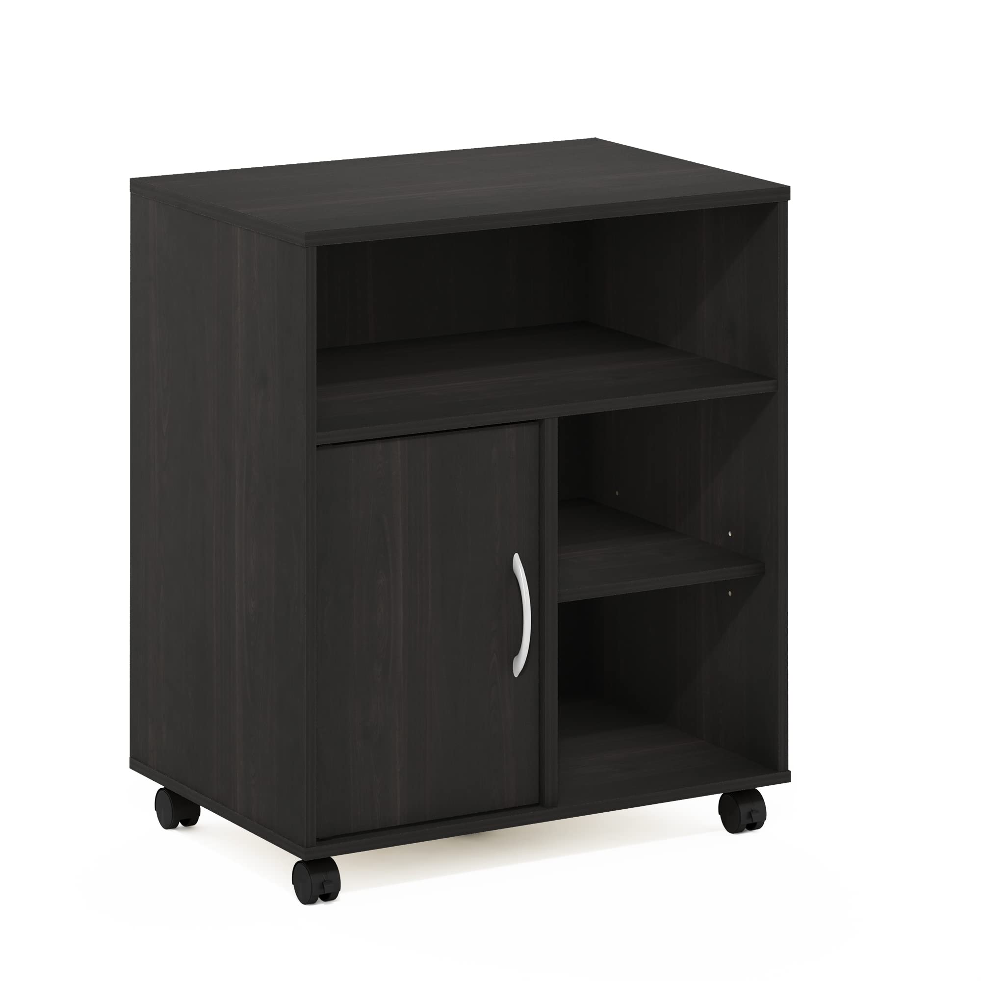 Furinno Econ Home Office Under Desk Printer Holder with Wheels - Espresso Cabinet for Printer Storage & Organization - Perfect for Small Spaces, Home & Office Use