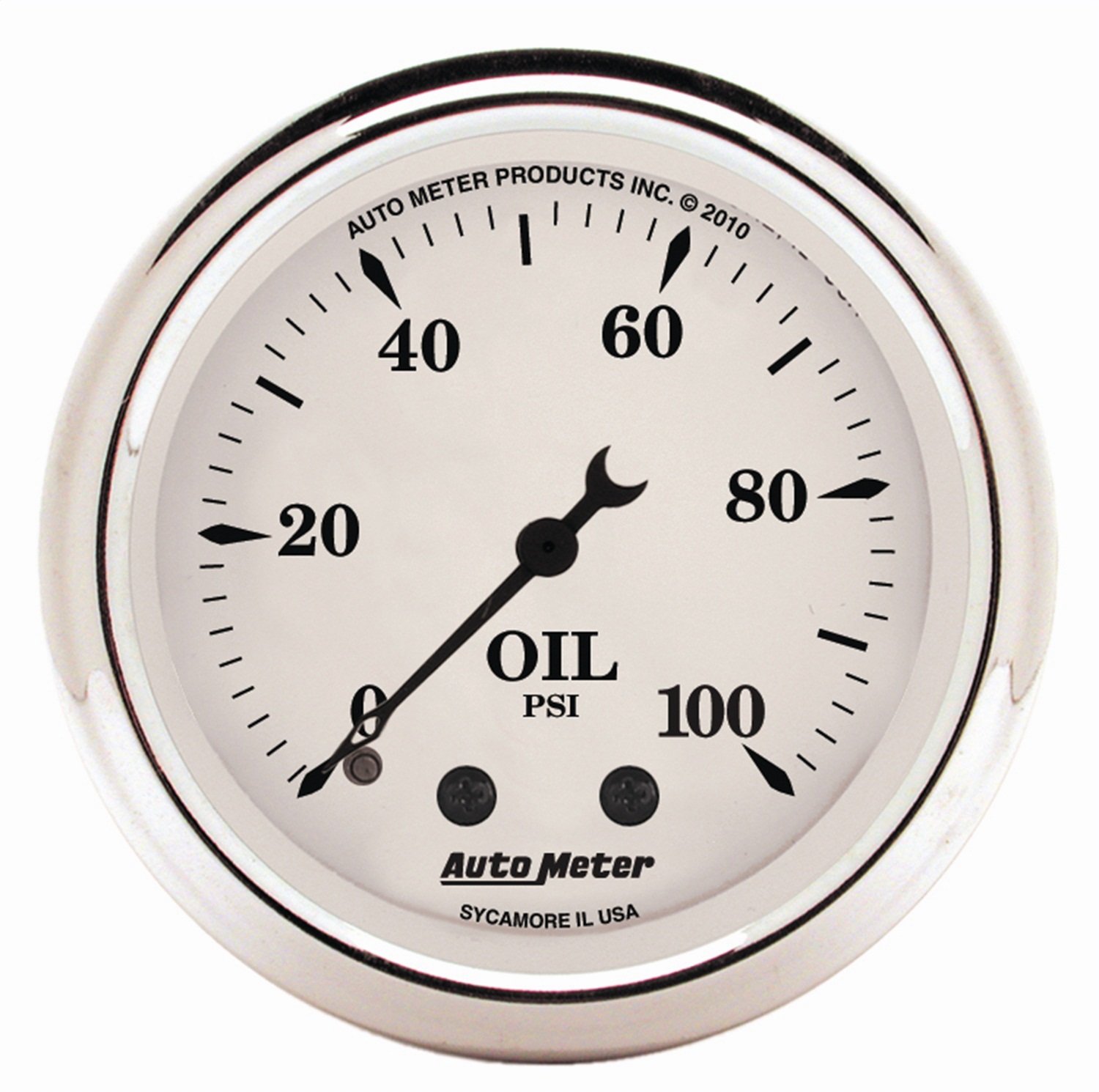 Auto Meter 1621 Old Tyme White Mechanical Oil Pressure Gauge - 0-100 PSI, 2-1/16