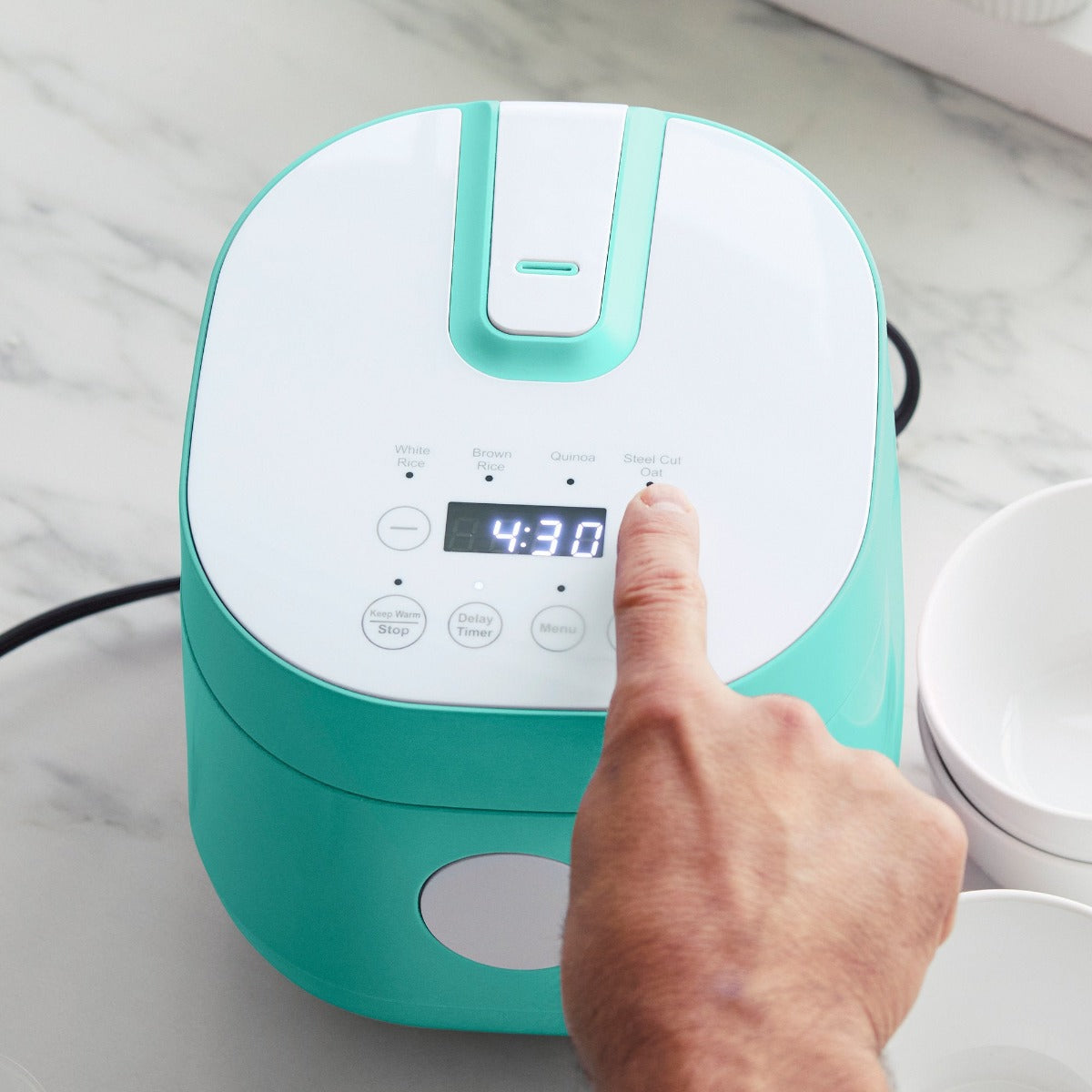 GreenLife 4-Cup Nonstick Rice Cooker & Grain Steamer | Turquoise Electric Cooker for Perfect Rice, Quinoa & Oats | Ideal for Small Kitchens, Dorms & RVs