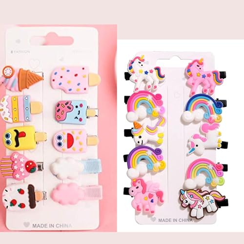 20pcs Rainbow Ice Cream Hair Clips Set for Girls & Toddlers - Cute Baby Barrettes Hair Accessories for Kids - Perfect for Birthday Parties, School & Daily Hair Styling