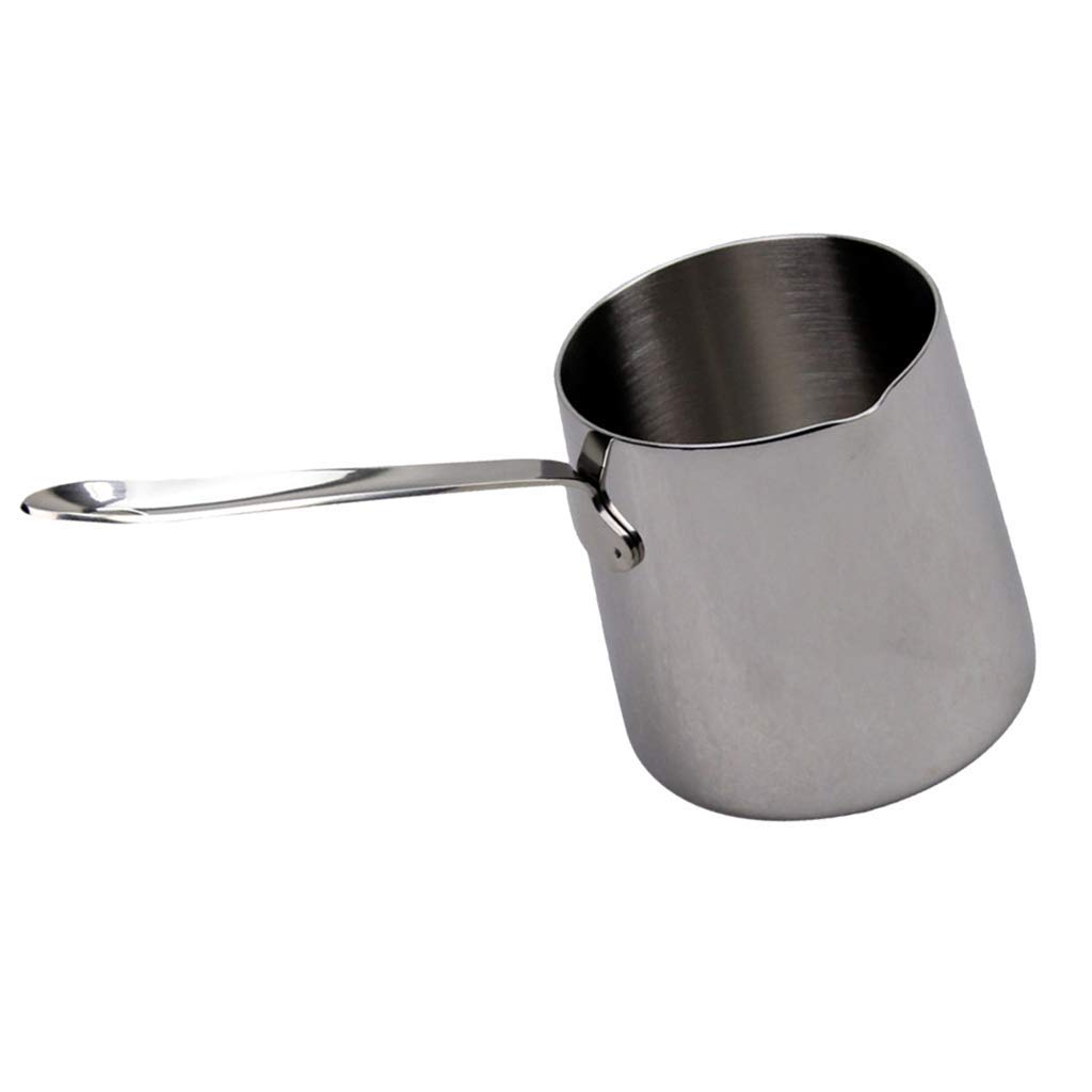 Premium 370ml Stainless Steel Turkish Coffee Pot - Long Handle Saucepan for Milk, Butter & Coffee Warmer - Ideal for Home, Camping & Gifts