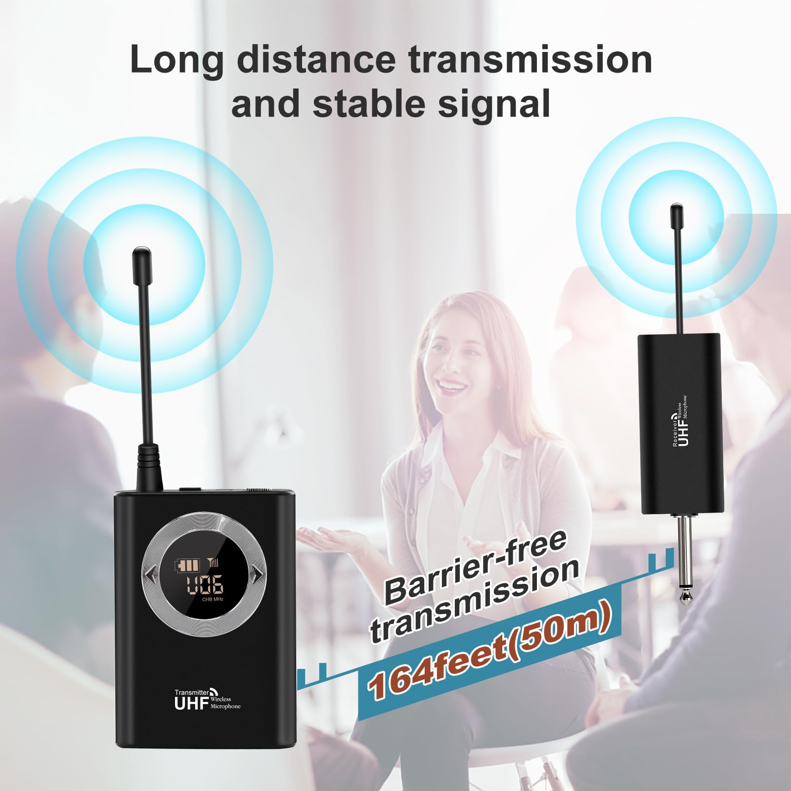 Professional UHF Wireless Microphone Headset with LED Digital Display - Hands Free Head Mic Speaker System for Voice Amplification | Perfect for Teachers, Fitness Instructors, Tour Guides & Public Speaking