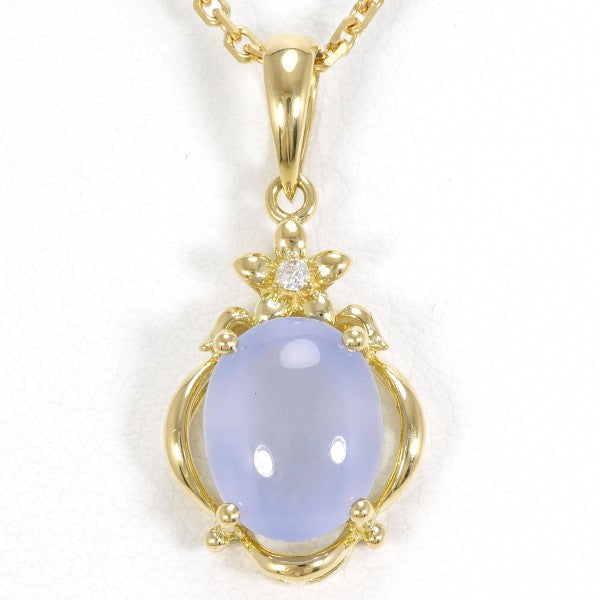 18K Yellow Gold Chalcedony Diamond Necklace for Women - Elegant Gemstone Jewelry Gift for Anniversary, Wedding & Special Occasions