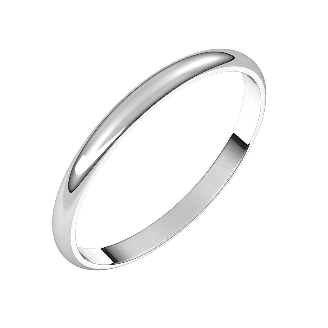 14K White Gold 2mm Half Round Ultra Lightweight Band Ring for Women - Size 4-8.5 - Perfect for Everyday Wear, Anniversary Gifts & Special Occasions