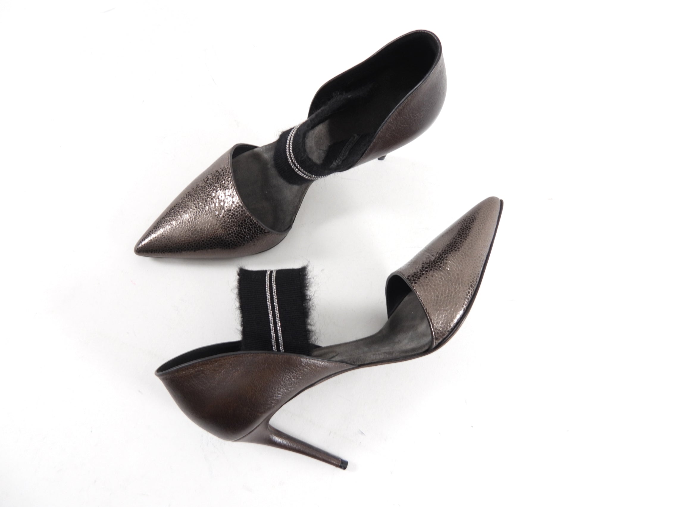 Brunello Cucinelli Brown Leather Monili High Heel D'Orsay Pumps Women's Size 36.5 EU | Luxury Designer Shoes for Office, Party & Special Occasions