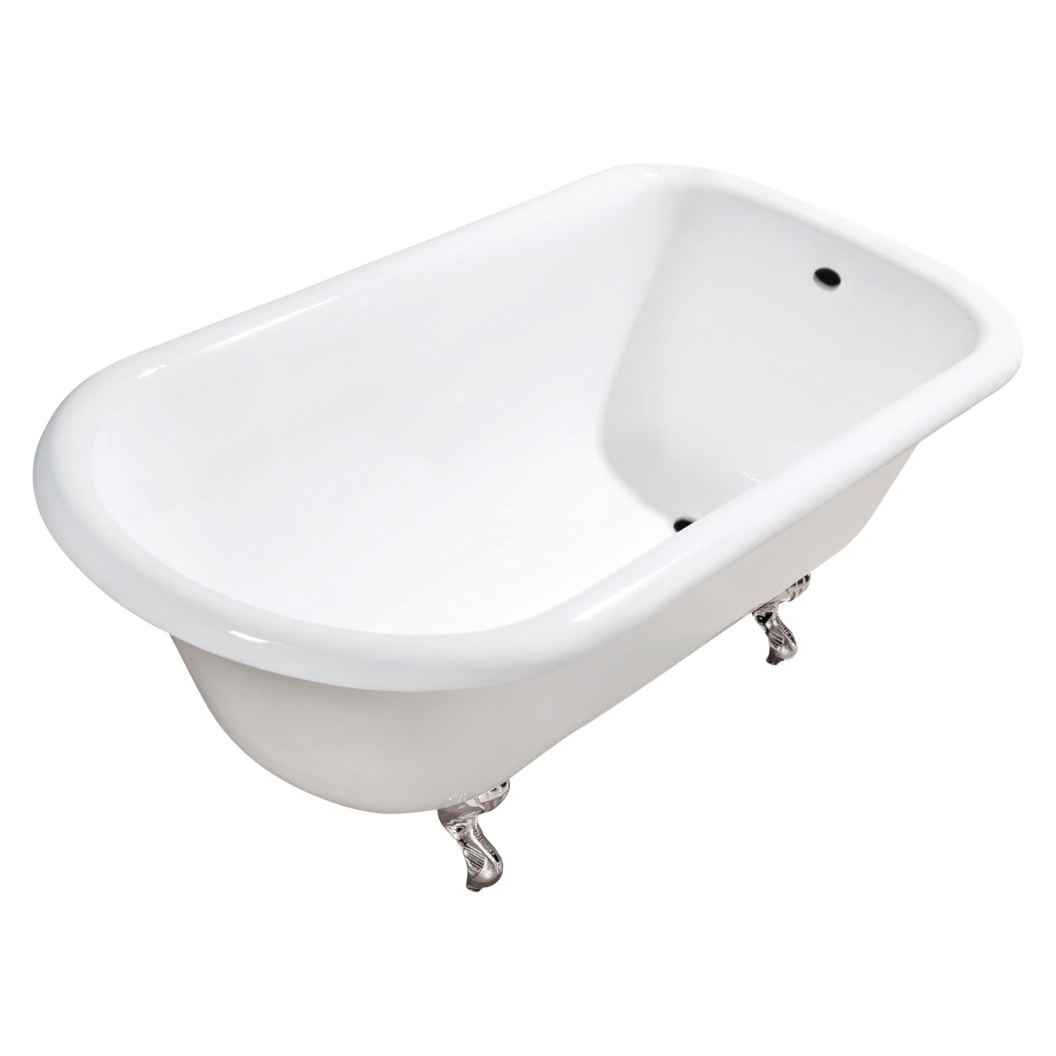 Aqua Eden 54 Inch Cast Iron Clawfoot Bathtub - Classic Flat Rim Roll Top Design, No Faucet Drillings, White with Polished Nickel Finish | Freestanding Soaking Tub for Vintage Bathroom, Spa Retreat & Luxury Home Decor