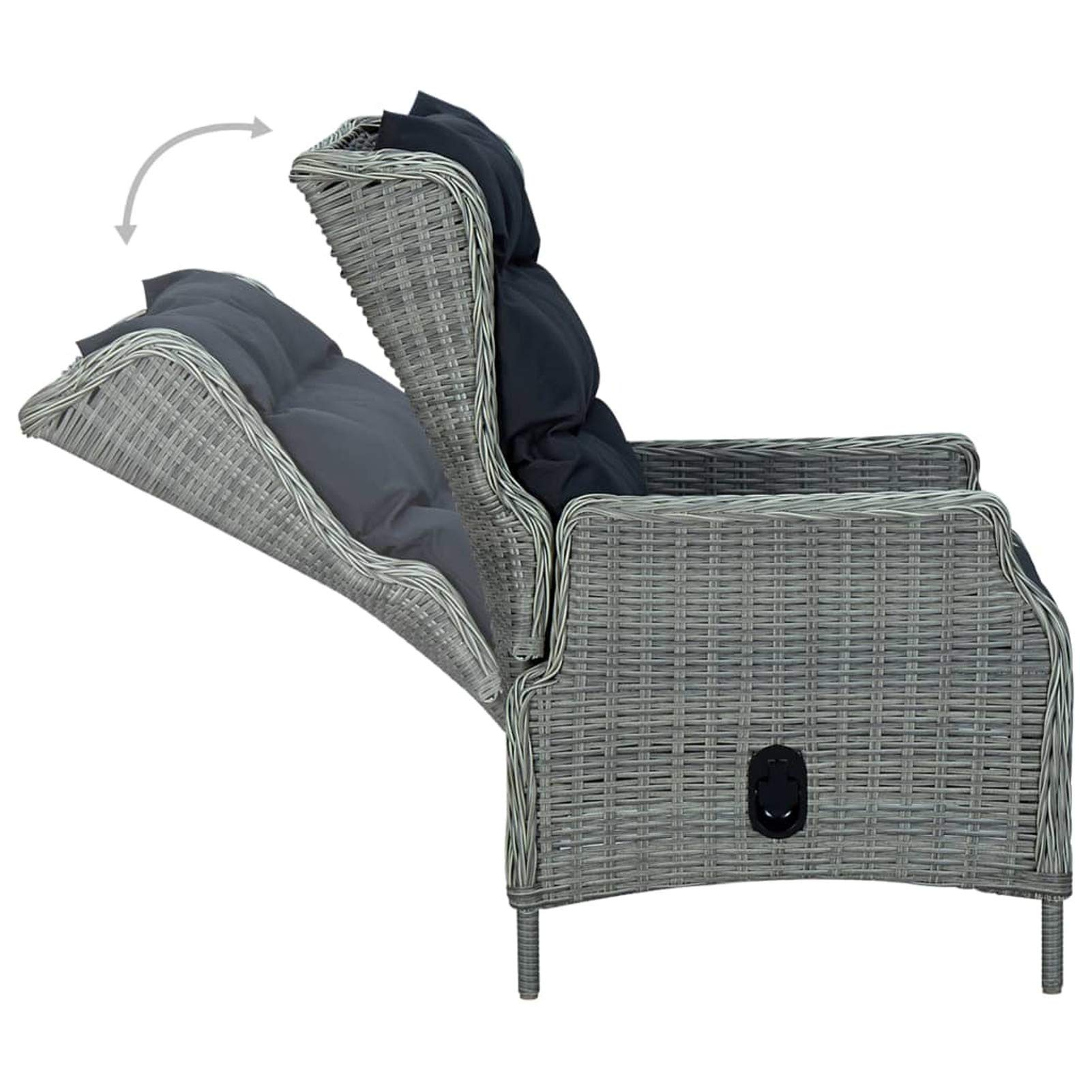 Stackable Reclining Outdoor Patio Chairs with Cushions - Light Gray Poly Rattan Furniture Set for Garden, Poolside & Backyard Relaxation