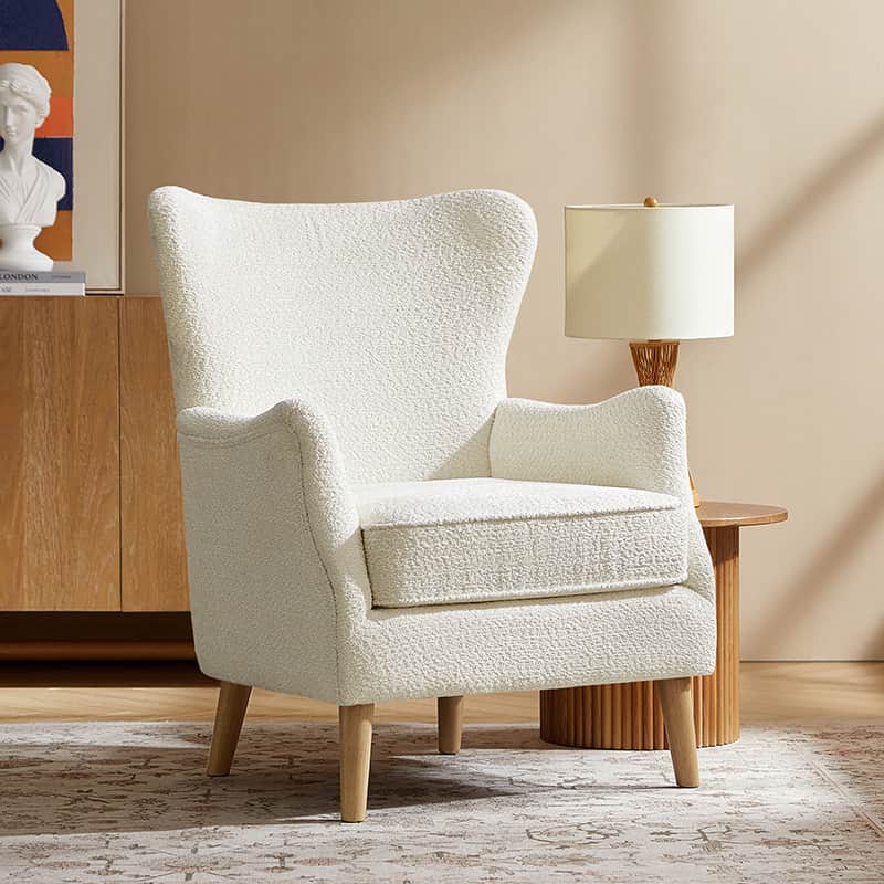 Dorothy Upholstered Armchair with Solid Rubber Wood Frame & Sturdy Legs - Perfect for Living Room, Bedroom, or Home Office Seating