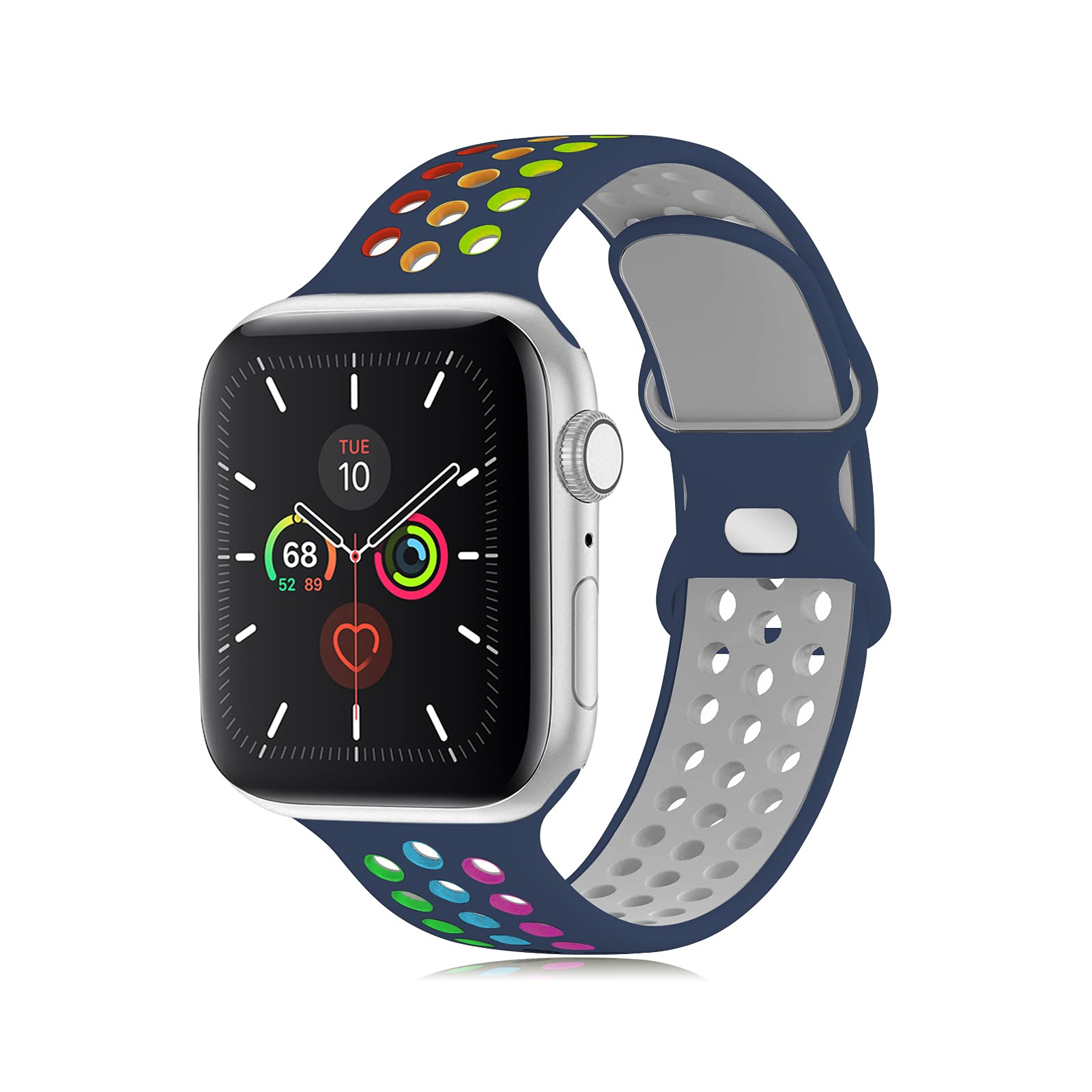 Colorful Sport Silicone Bands for Apple Watch 38mm 40mm 41mm 42mm 44mm 45mm 49mm - Soft Breathable Replacement Strap Compatible with iWatch Series SE/9/8/7/6/5/4/3/2/1 - Perfect for Gym, Running, Swimming & Everyday Wear for Men & Women