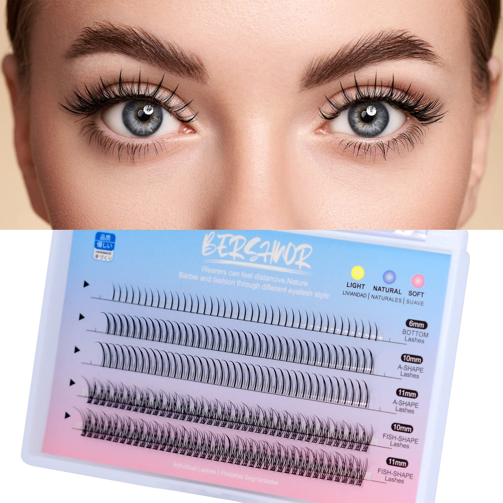 BlueSmurfs 170-Pack DIY Fluffy Fairy Eyelash Extensions - Natural Faux Mink Individual Lash Clusters with Bottom Lashes for Everyday Glam & Special Occasions