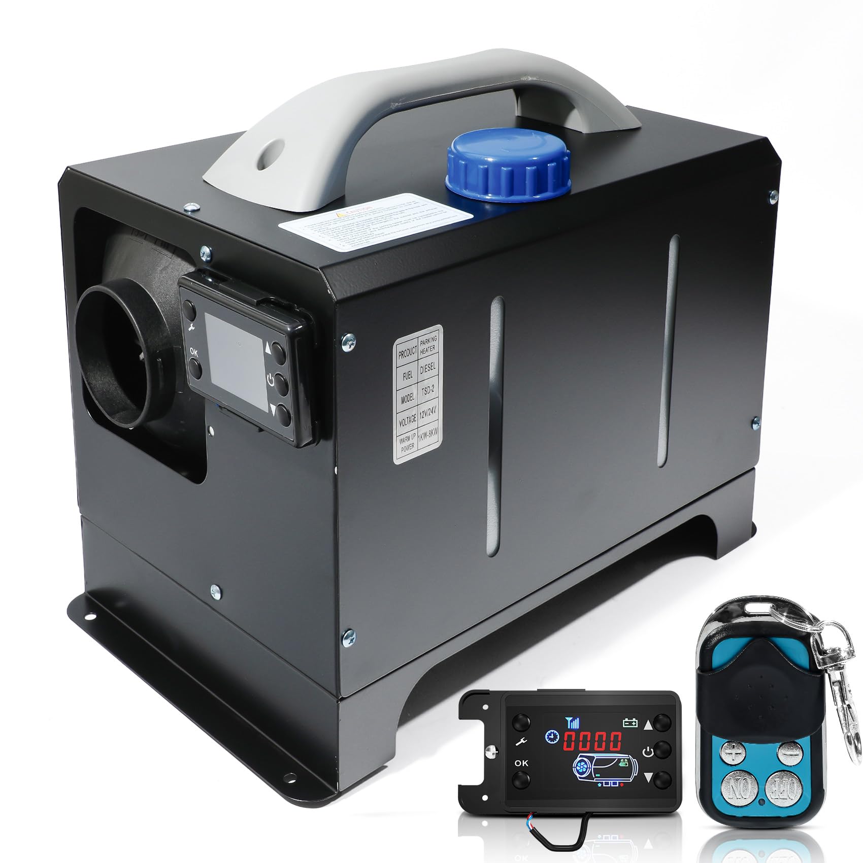 8KW Diesel Heater 12V/24V All-in-One Portable Diesel Air Heater with 5L Tank, Remote Control, LCD Display & Silencer - for RV, Camping, Trailers, Boats, Buses, Trucks & Indoor Use | Perfect for Winter Travel, Off-Grid Living & Worksite Heating