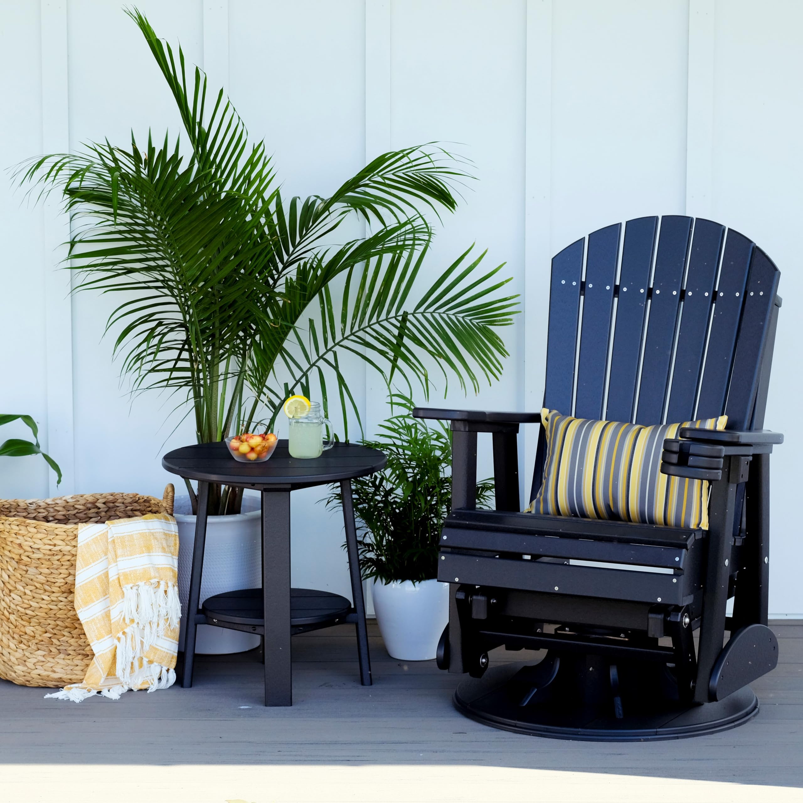 Premium Black Poly Lumber Deluxe End Table - Outdoor & Indoor Patio Furniture - Perfect for Poolside, Garden, Deck & Living Room Decor