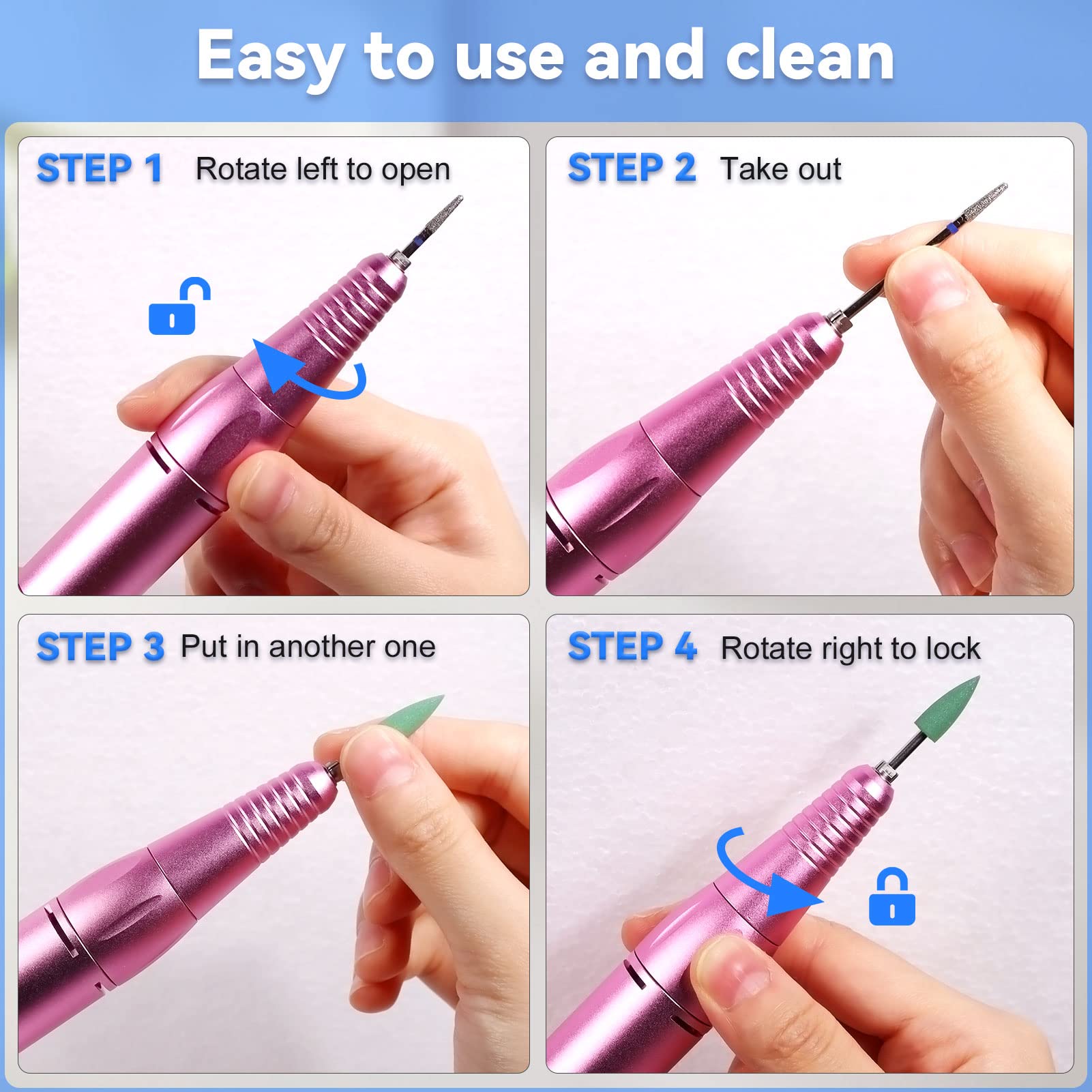 Professional Electric Nail Drill Kit for Manicure & Pedicure - Cordless Nail File with 6 Bits & LED Light - Perfect for Home Salon, Nail Art, Acrylic & Gel Polish Removal (Use Cases: DIY Nail Care, Professional Salon, Gift for Nail Lovers)
