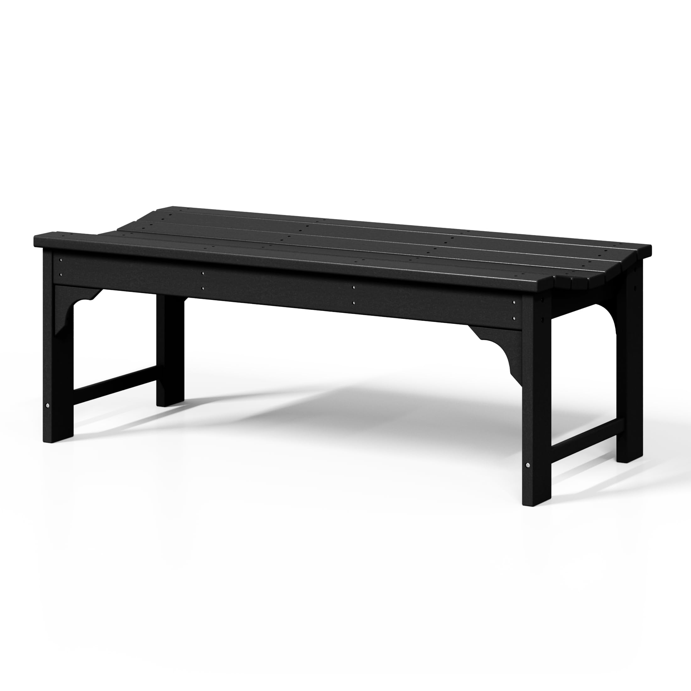 WestinTrends Malibu Outdoor Bench - All-Weather Resistant Poly Lumber Backless Patio Garden Bench with Adirondack Curved Design for Maximum Comfort (Black) - Perfect for Poolside, Garden, Deck, and Outdoor Relaxation