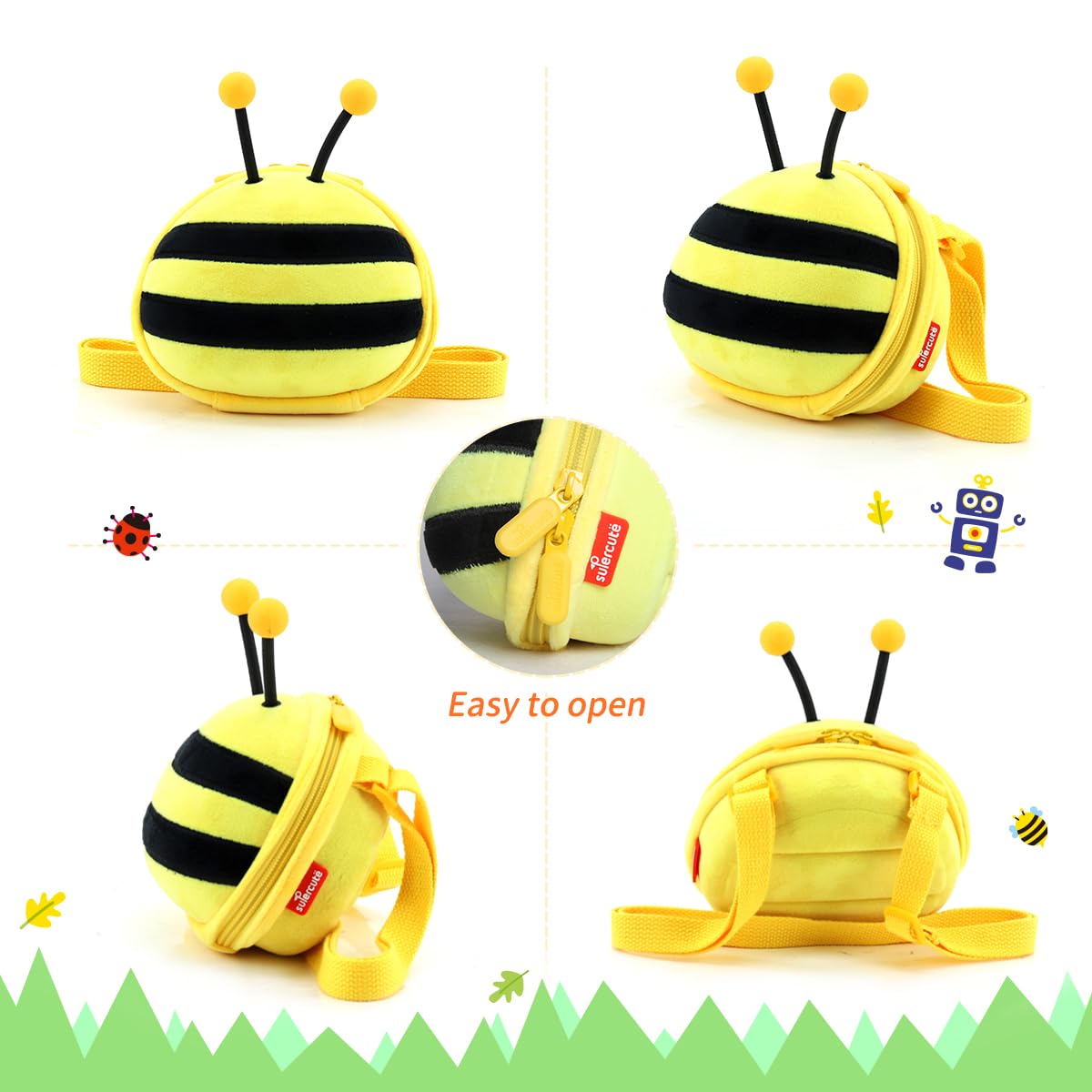 Adorable 3D Cartoon Honey Bee Crossbody Purse for Girls - Cute Bee Coin Wallet for Toddlers & Kids - Perfect for School, Parties & Dress-Up Play