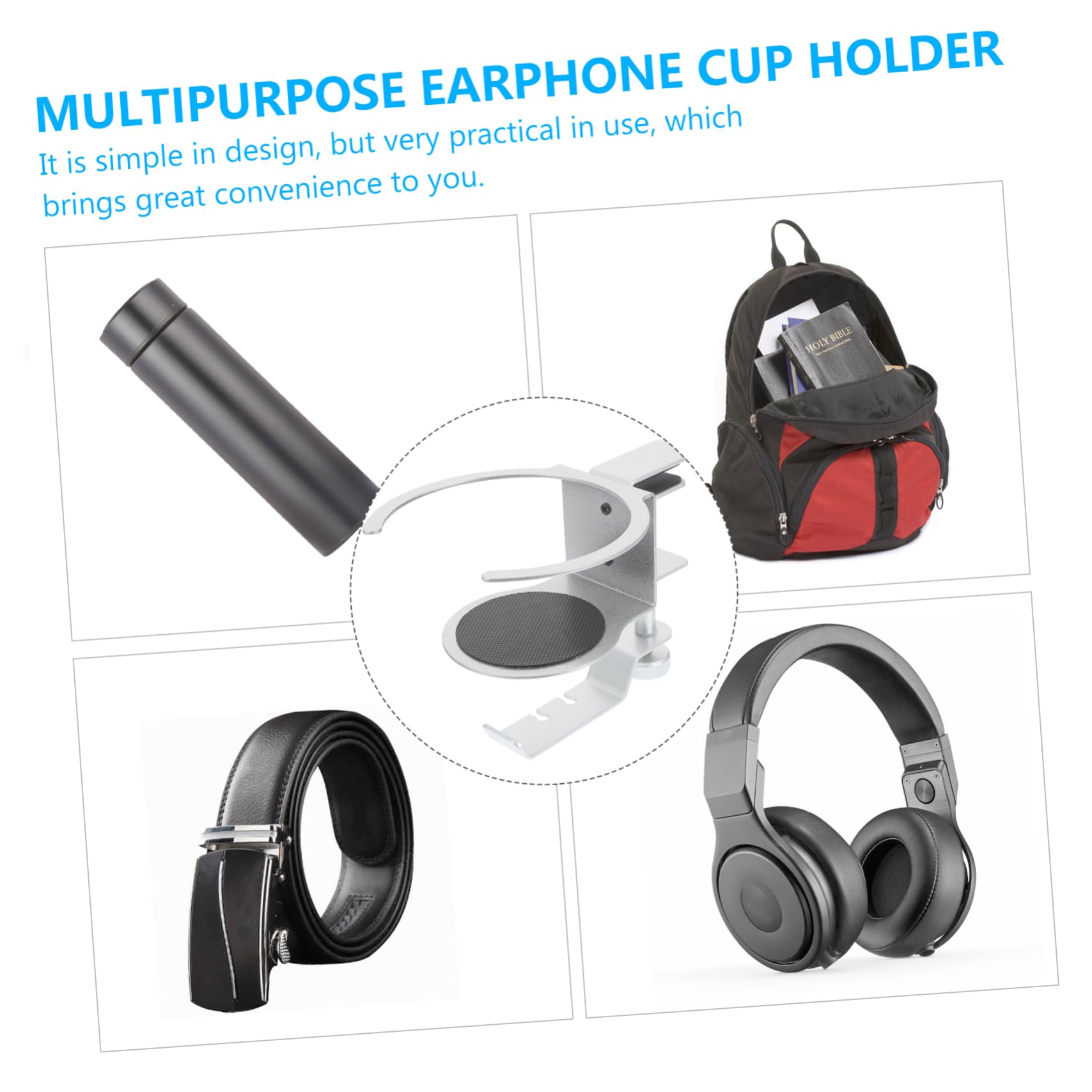 Premium Aluminum Alloy Headphone Stand with Clothes Rack - Durable Metal Headset Holder for Desk, Gaming Setup & Office Organization (Space-Saving Dual-Purpose Design)