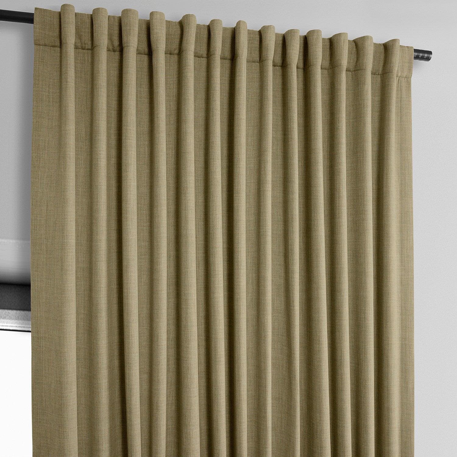 Nomad Tan Extra Wide Textured Faux Linen Blackout Curtains - Thermal Insulated Window Drapes for Living Room, Bedroom & Home Theater
