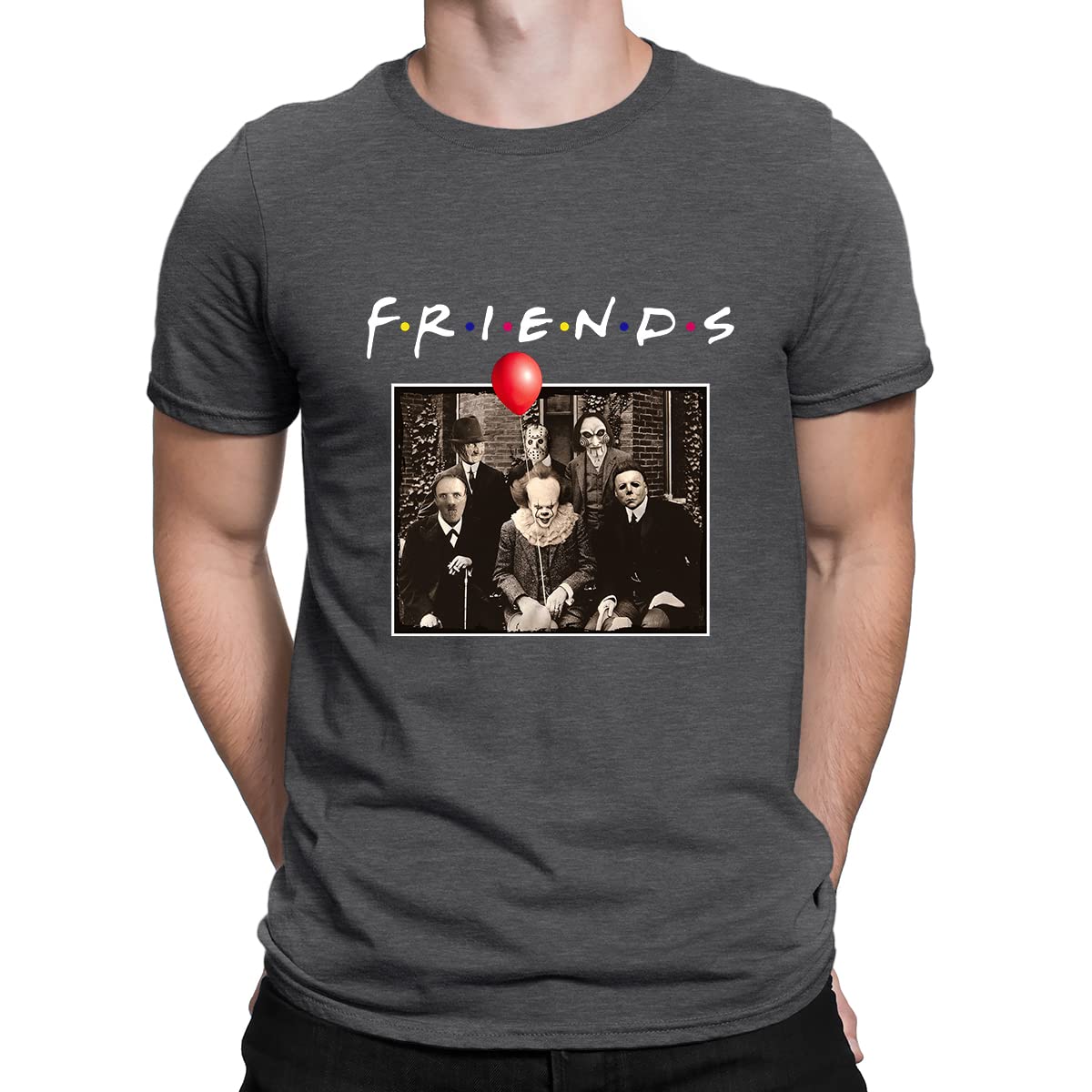 Friends Horror Halloween T-Shirt - Michael Myers & Jason Scary Movie Graphic Tee for Women & Men | Perfect for Halloween Parties, Cosplay & Horror Movie Fans