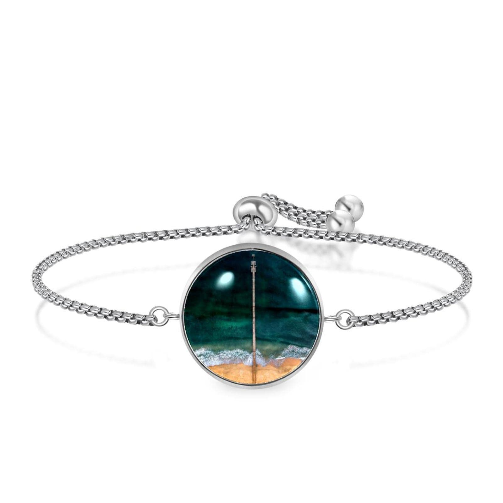 Adjustable Green Chain Bracelet for Women - Fashion Jewelry Gift for Birthday, Christmas, Friends - Perfect for Beach, Sea, Ocean & Coastal Outfits