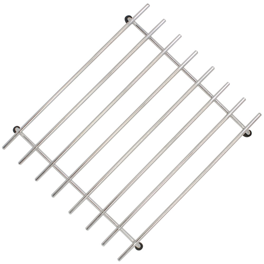 com-four® Stainless Steel Pot Holder with Rubber Feet - Heat Resistant Trivet for Pots, Pans, Baking Trays & Woks - 19 x 24 x 2.5 cm (1 Piece) - Perfect for Kitchen Countertops, Dining Tables & Outdoor Cooking
