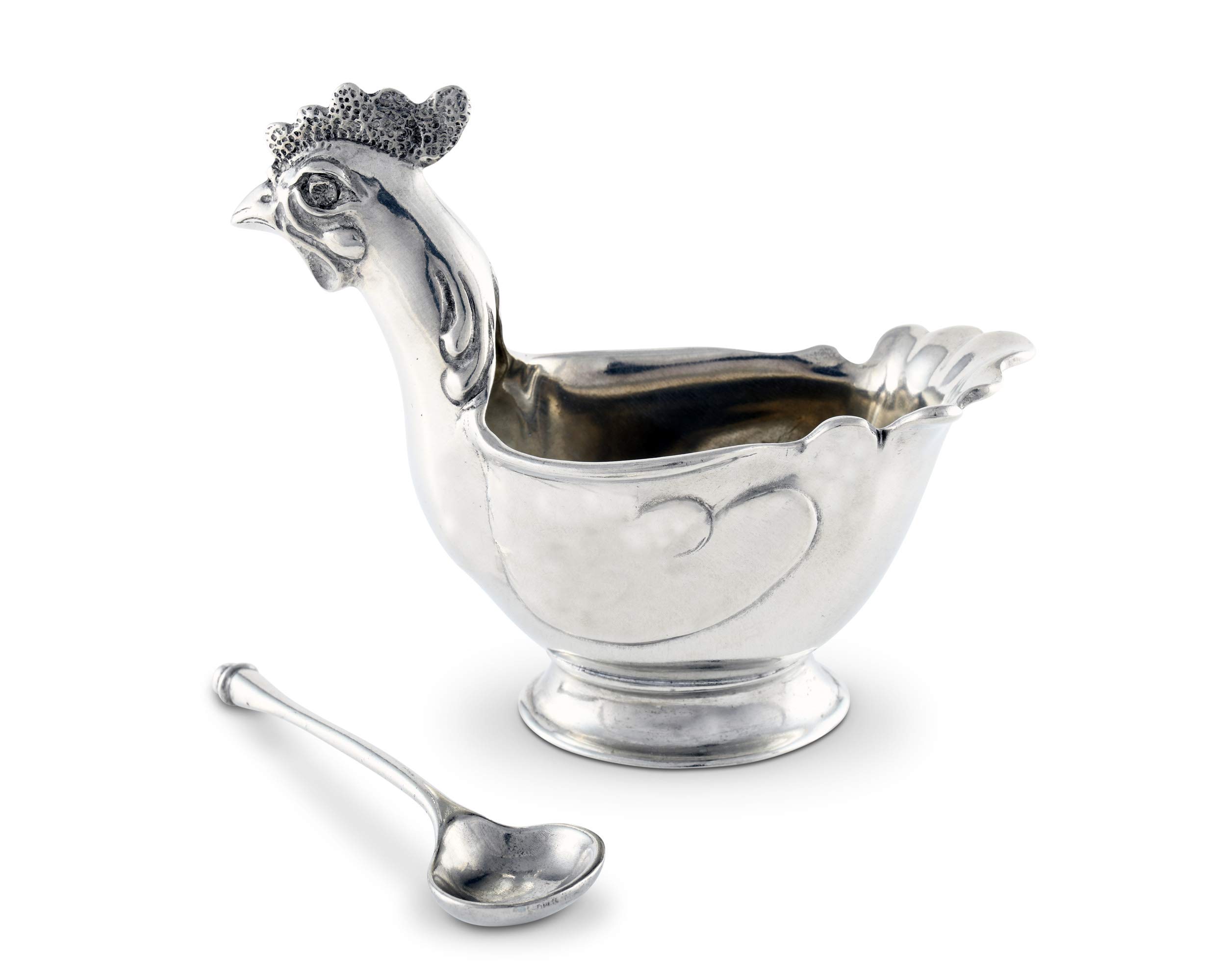 Vagabond House Pewter Metal Sugar Bowl with Spoon - 6 Inch Sugar Canister for Coffee Bar & Restaurant - Elegant Coffee Accessories for Home, Café, and Dining Decor