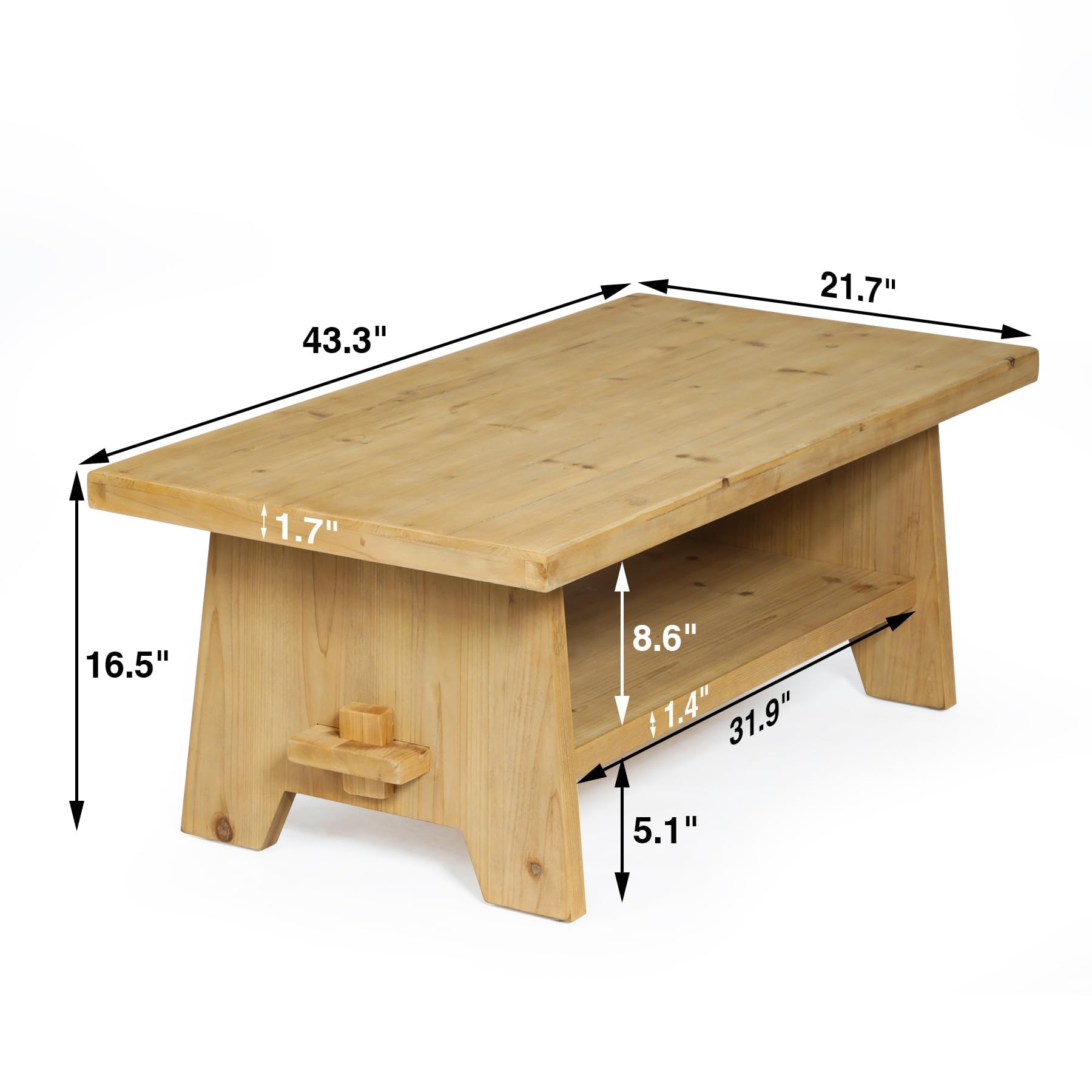 Rustic Farmhouse Wood Coffee Table - 43.4