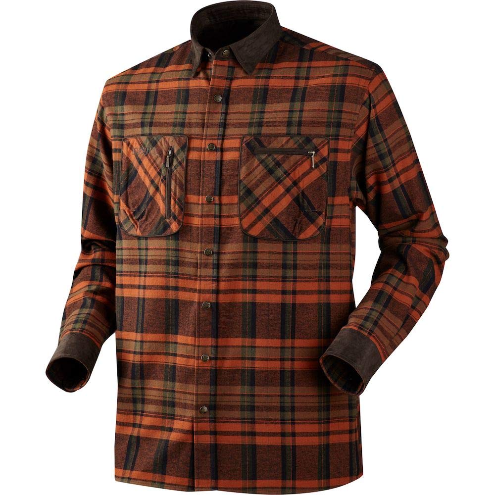 Harkila Pajala Shirt - Burnt Orange Check Hunting Shirt for Men | Durable Outdoor Shirt for Hunting, Fishing & Camping | Breathable & Comfortable Fieldwear