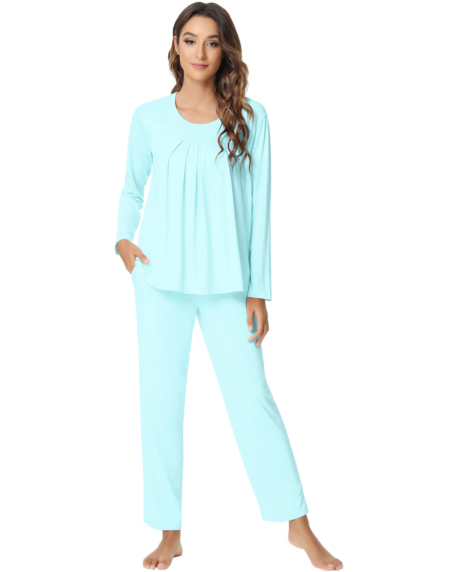Bamboo Viscose Pajamas for Women - Long Sleeve Comfy Loungewear for Sleep & Relax
