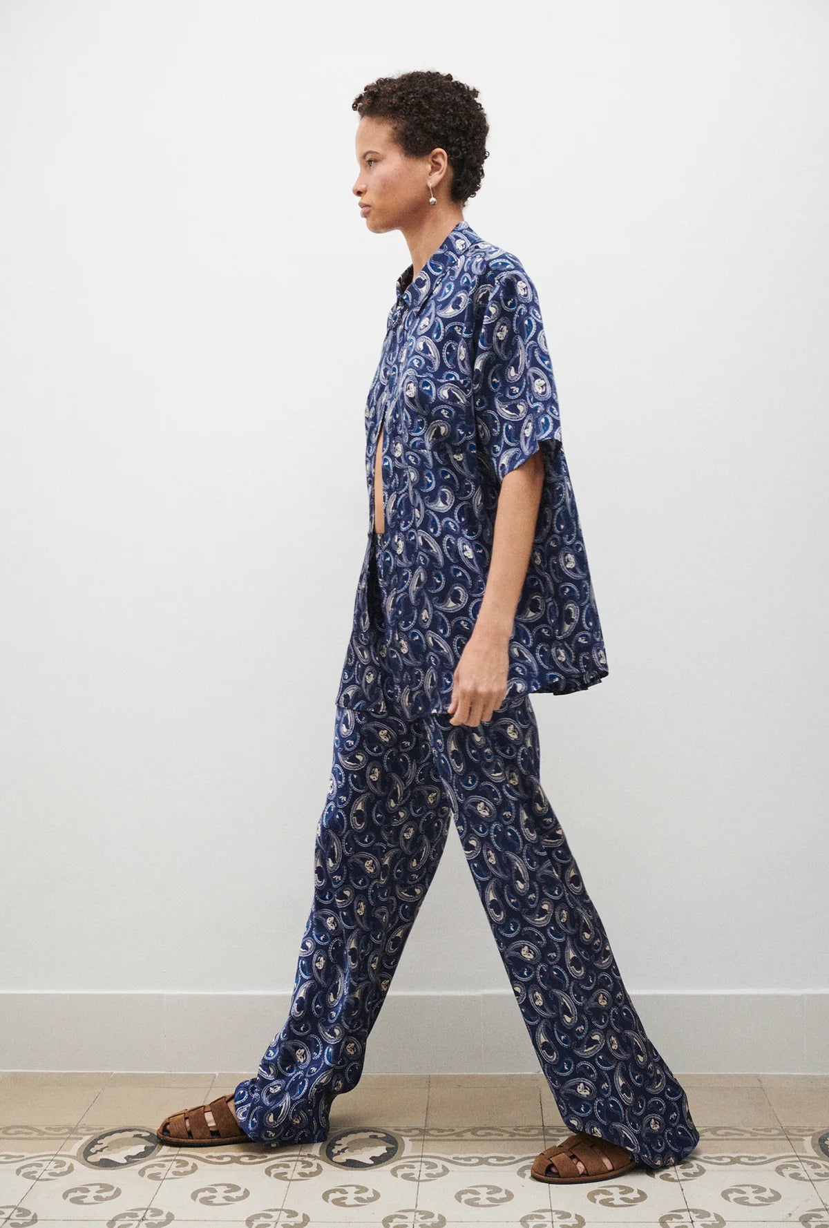 Stylish Bias Cut Pants with Houndstooth Paisley Print - Perfect for Office Wear & Casual Outfits