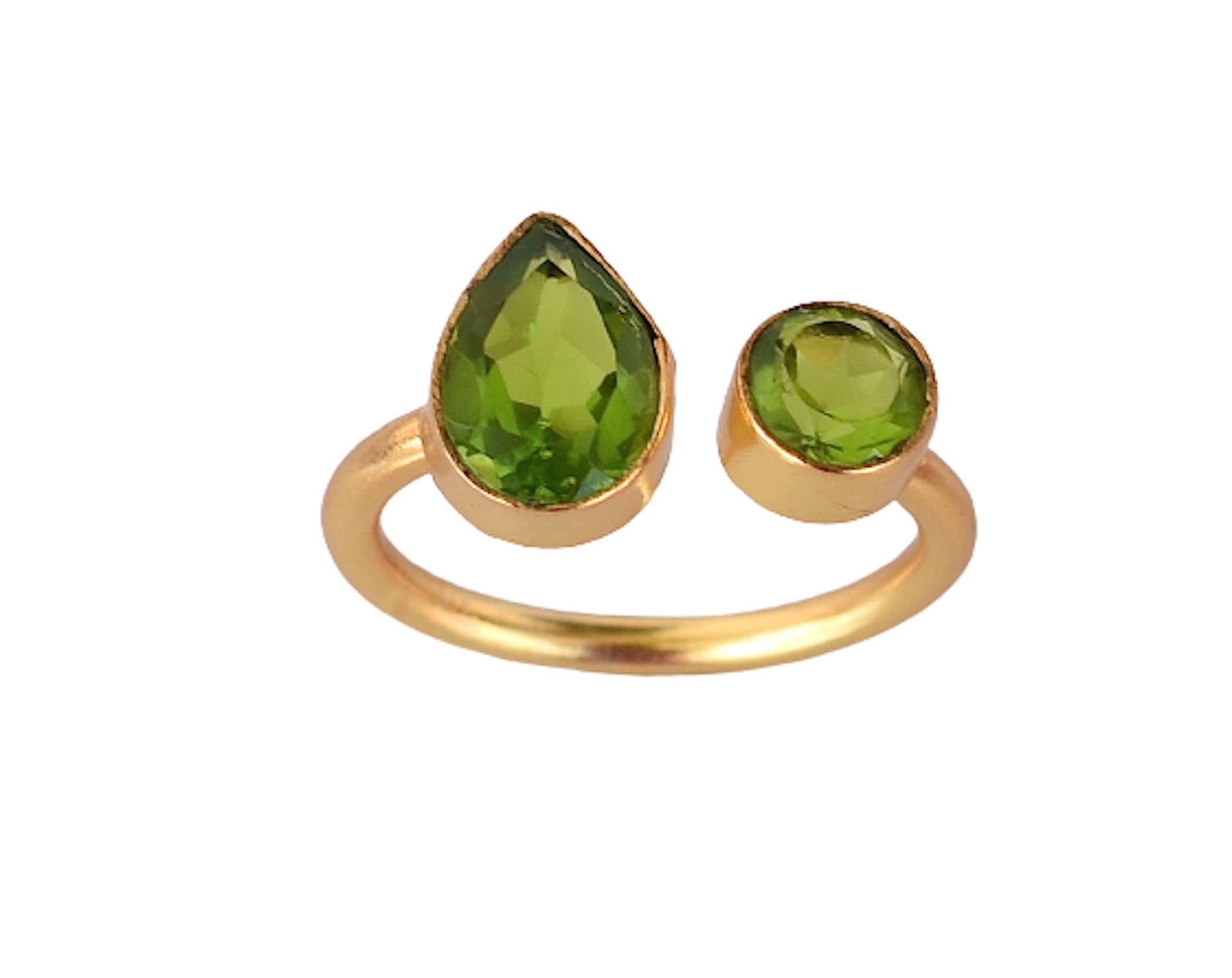 August Birthstone Peridot Ring for Women - Minimalist Green Adjustable Statement Jewelry | Delicate Costume Ring with Multi-Stone Design | Perfect for Everyday Wear, Gifts & Special Occasions