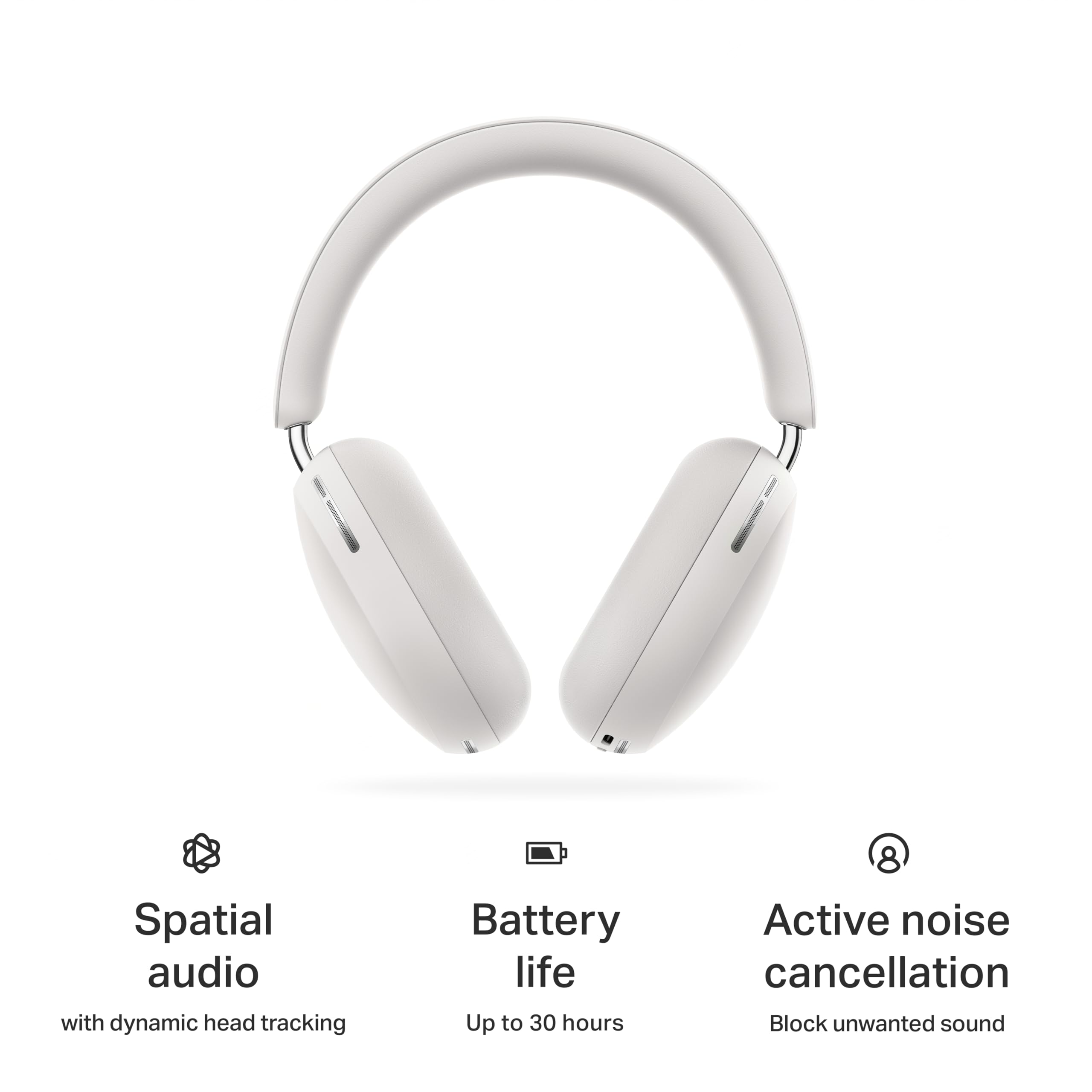 Sonos Ace Wireless Over-Ear Headphones with Active Noise Cancellation - White | Premium Sound for Travel, Work & Home Entertainment