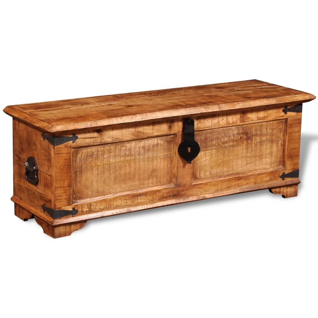 Solid Wood Storage Chest - Rustic Wooden Treasure Box with Sturdy Construction, 43.3