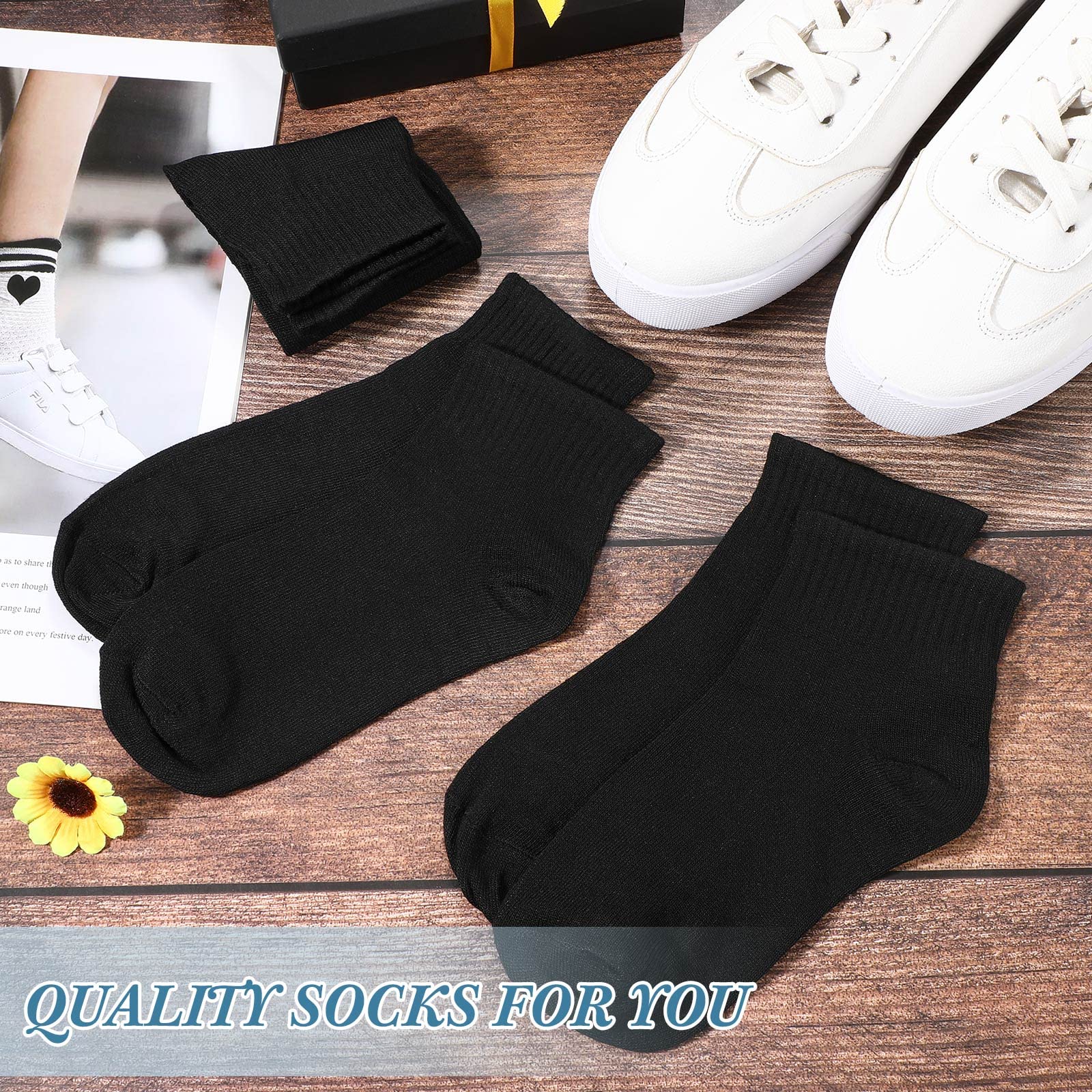 48 Pairs Men's Moisture-Wicking Quarter Ankle Socks - Breathable Athletic Crew Socks for Running, Gym & Casual Wear - Bulk Pack for Homeless Shelters & Donations