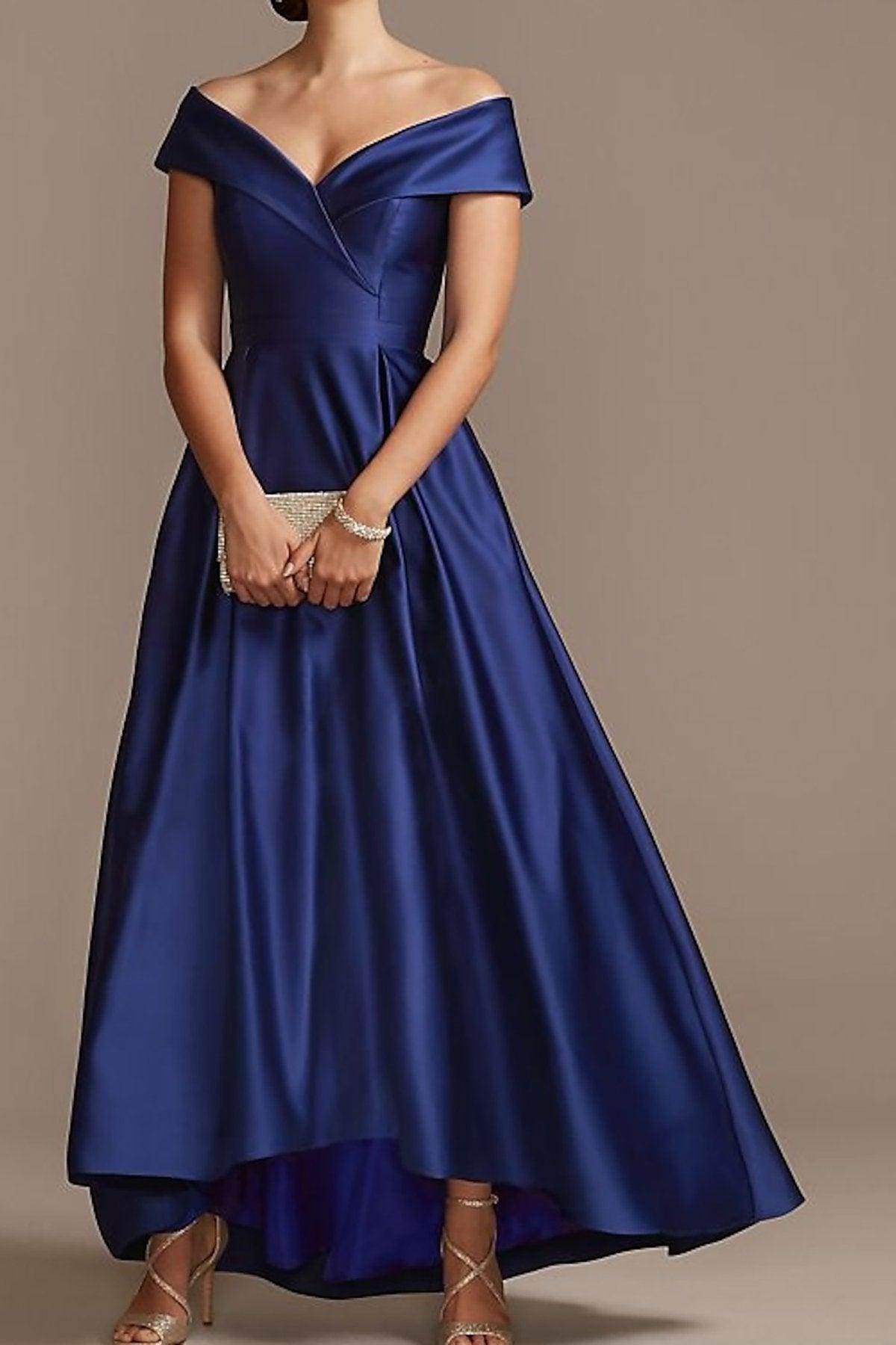 Elegant High-Low Ankle Length Satin Mother of the Bride Dress CM0078 - Perfect for Weddings, Formal Events & Special Occasions