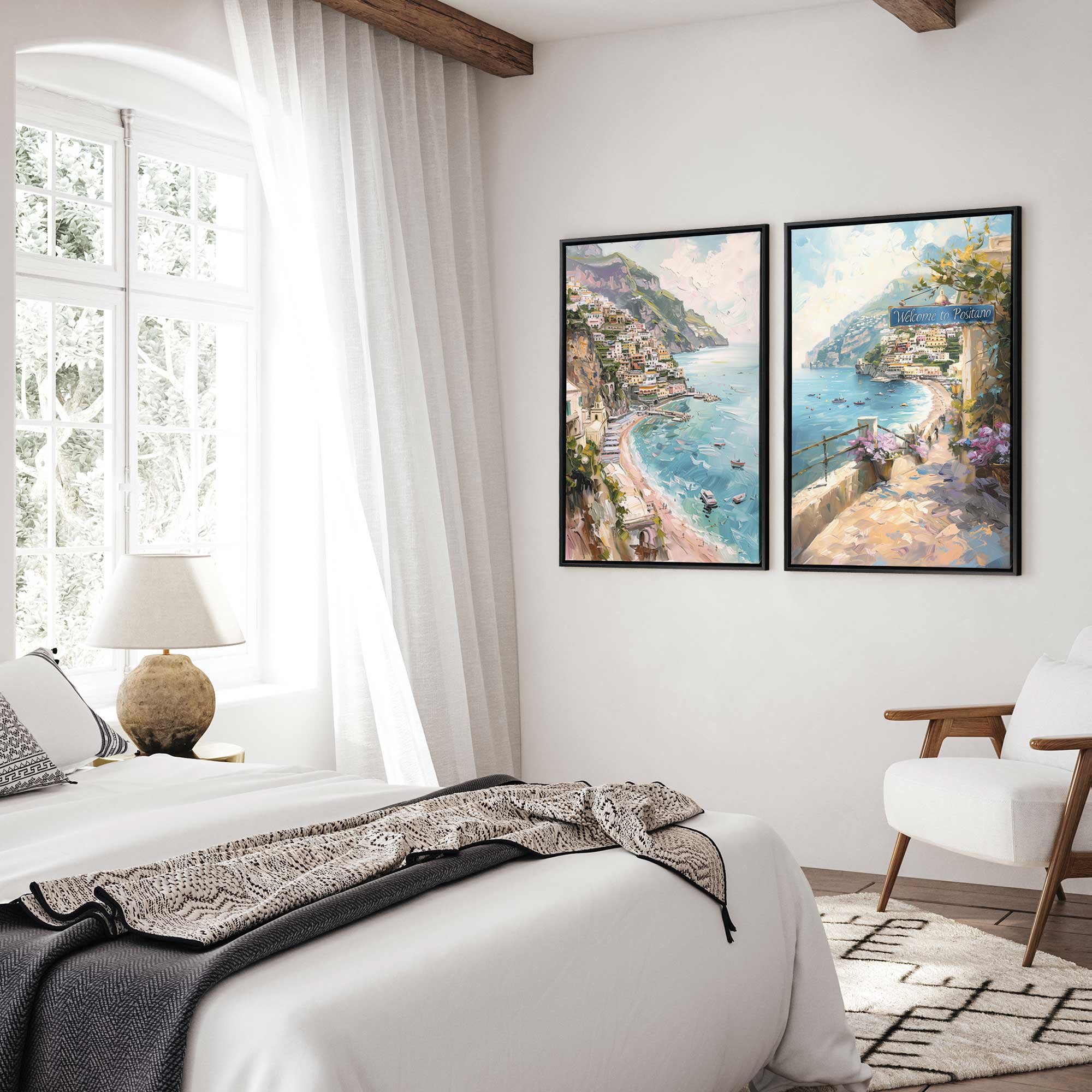 Coastal Charm Paradise Wall Art - Set of 2 Canvas Prints for Beach House Decor, Living Room & Bedroom