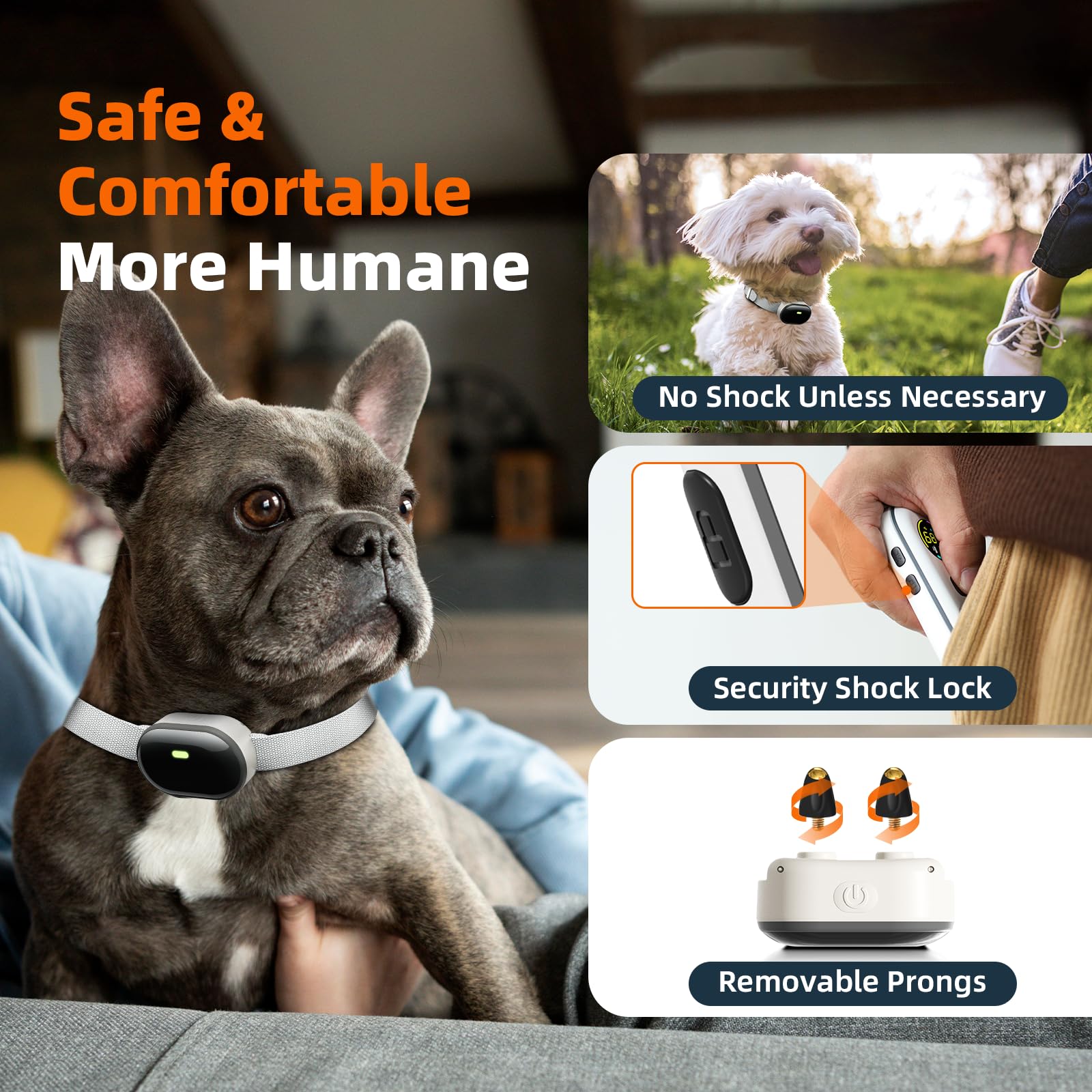 Ultra-Small Dog Shock Collar for Small & Medium Dogs 5-15lbs - 1300ft Remote Training Collar with 198-Level Control - Waterproof & Rechargeable - Lightweight & Thin Design (White) - Perfect for Obedience Training, Bark Control & Indoor/Outdoor Use