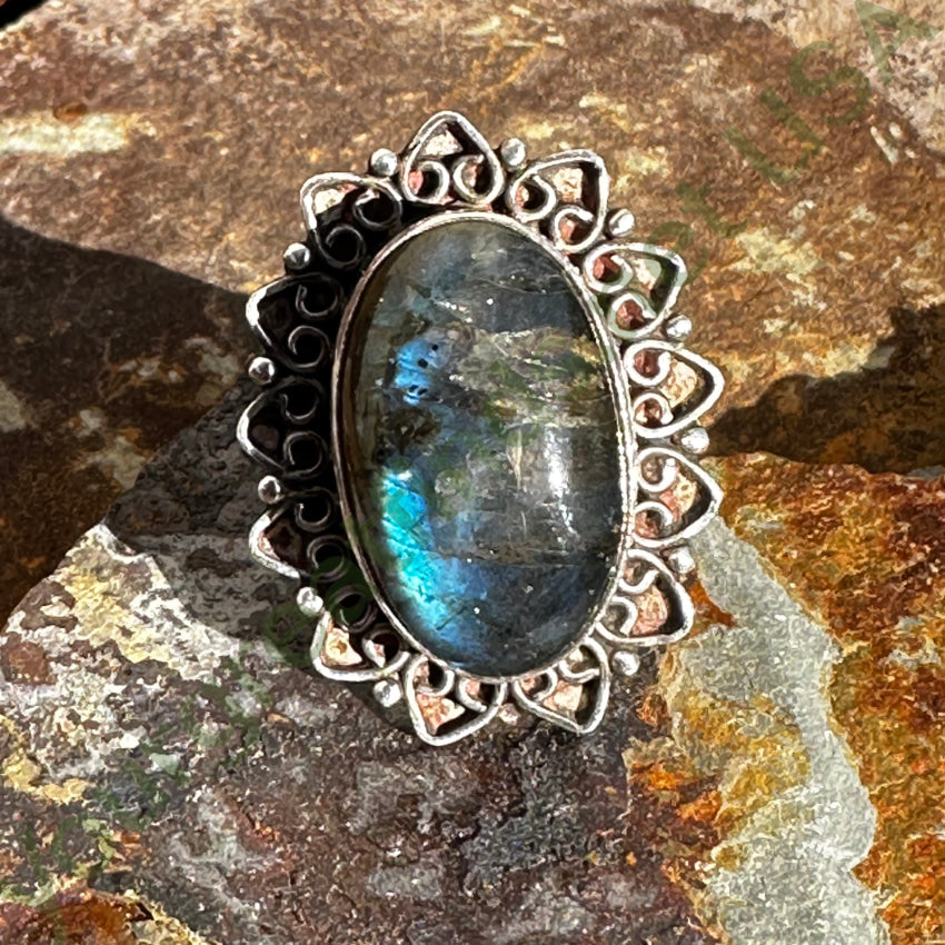Sterling Silver Blue Labradorite Ring for Women - Size 7 | Elegant Gemstone Jewelry for Everyday Wear, Gift Giving & Special Occasions