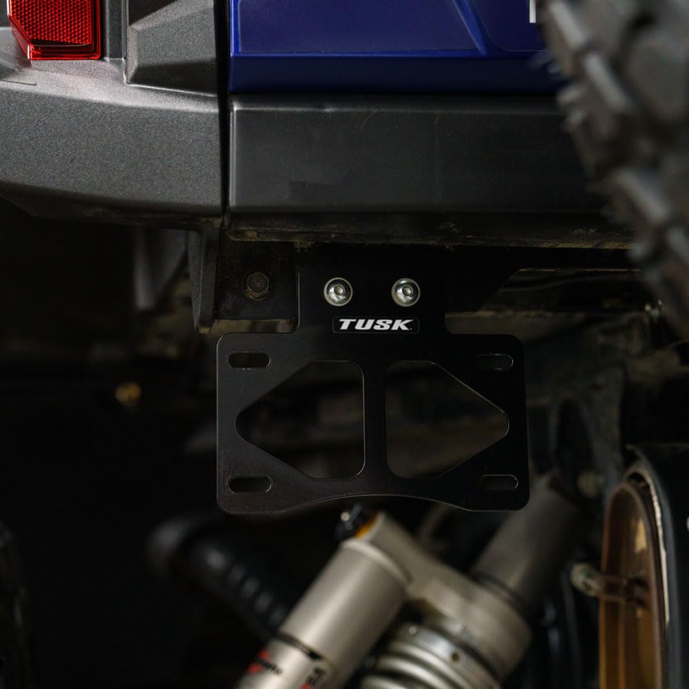 Tusk Black Powder Coated License Plate Mount - Compatible with Yamaha Wolverine RMAX2/4 1000 (2021-2025), Polaris General/4 1000 (2016-2025), General XP/XP4 (2020-2025) - Durable Off-Road Accessory for UTVs & Side-by-Sides - Perfect for Trail Riding, Hunting & Outdoor Adventures