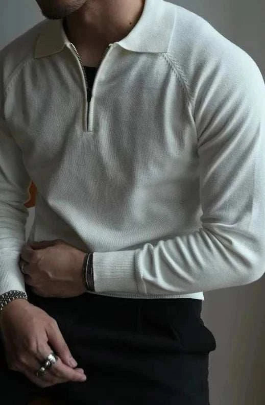Vintage Polo Sweater with Turn Down Collar - Classic Men's Knitwear for Casual & Business Wear - Perfect for Office, Outings & Date Nights