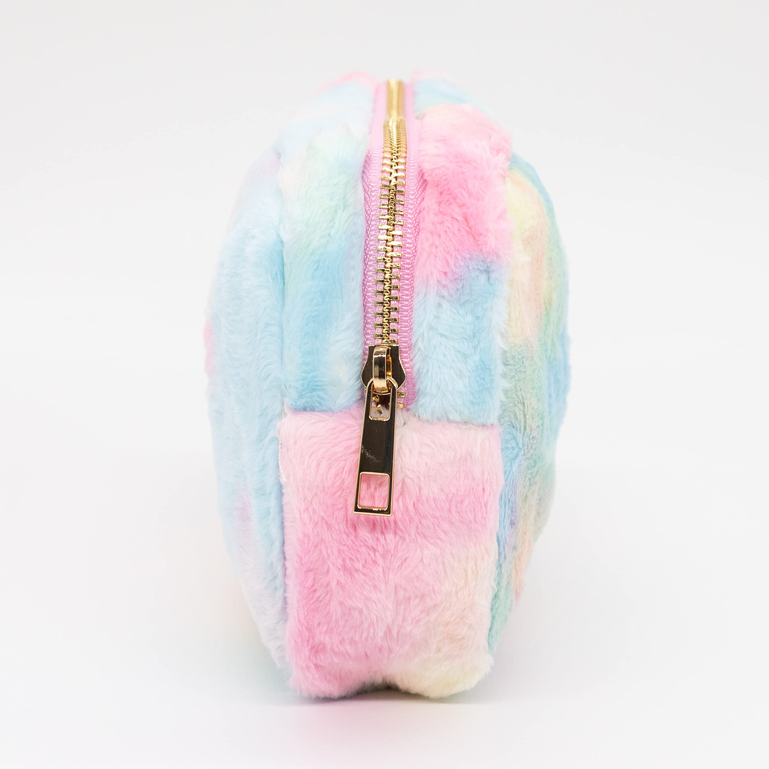 Waterproof Nylon Teddy Corduroy Travel Makeup Bag - Medium Size Tie-Dye Terry Cosmetic Pouch for Toiletries & Beauty Essentials | Perfect for Vacation, Gym & Daily Organizer