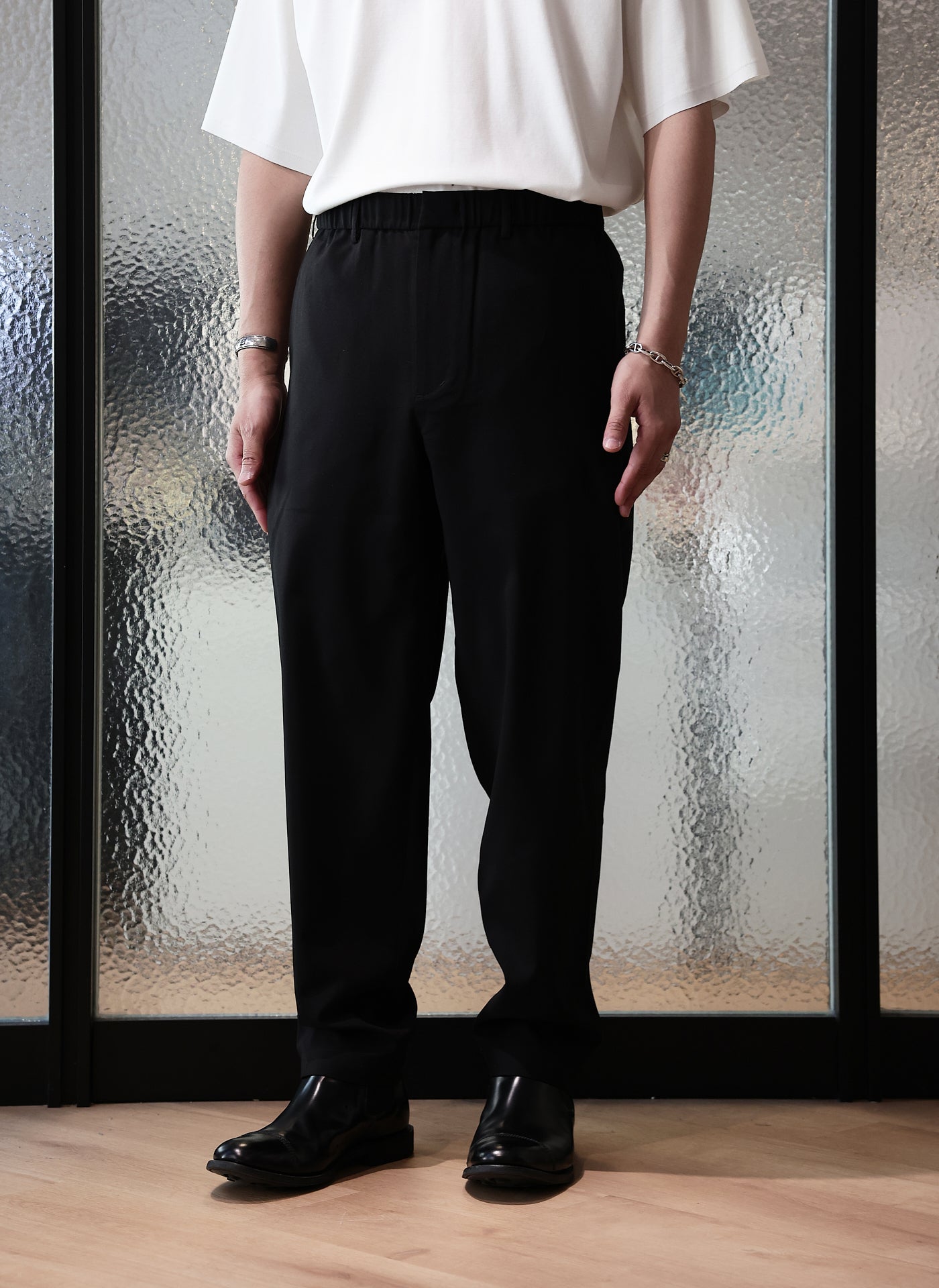 Stylish Polyester Wide Tapered Easy Pants for Women - Comfortable Lounge Pants, Casual Elastic Waist Trousers for Yoga, Travel & Home Wear