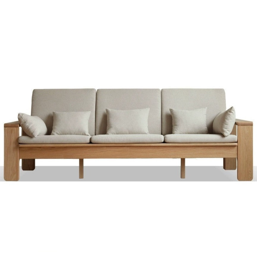 Modern Nordic Fabric Sofa - Solid Oak Wood Frame - Stylish & Durable Living Room Furniture for Small Spaces & Apartments