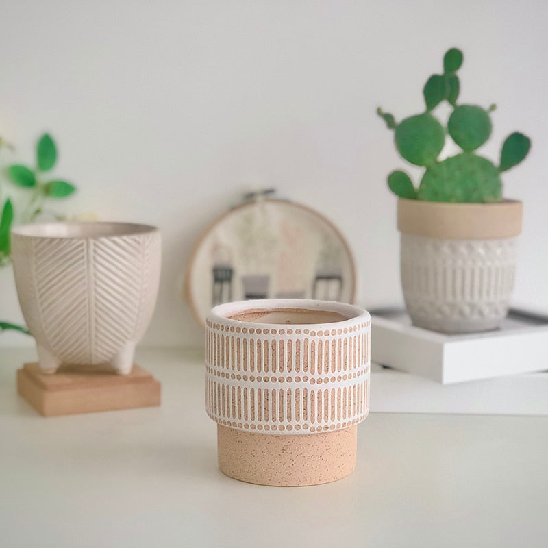 Vacation Island Ceramic Planters - Handmade Flower Pots for Indoor & Outdoor Plants, Succulents, Herbs - Perfect for Home Decor, Garden, Patio, and Office Spaces