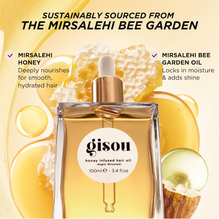 Gisou Honey Infused Hair Oil - Natural Nourishing Treatment for Dry, Damaged Hair - Perfect for Daily Hydration & Styling