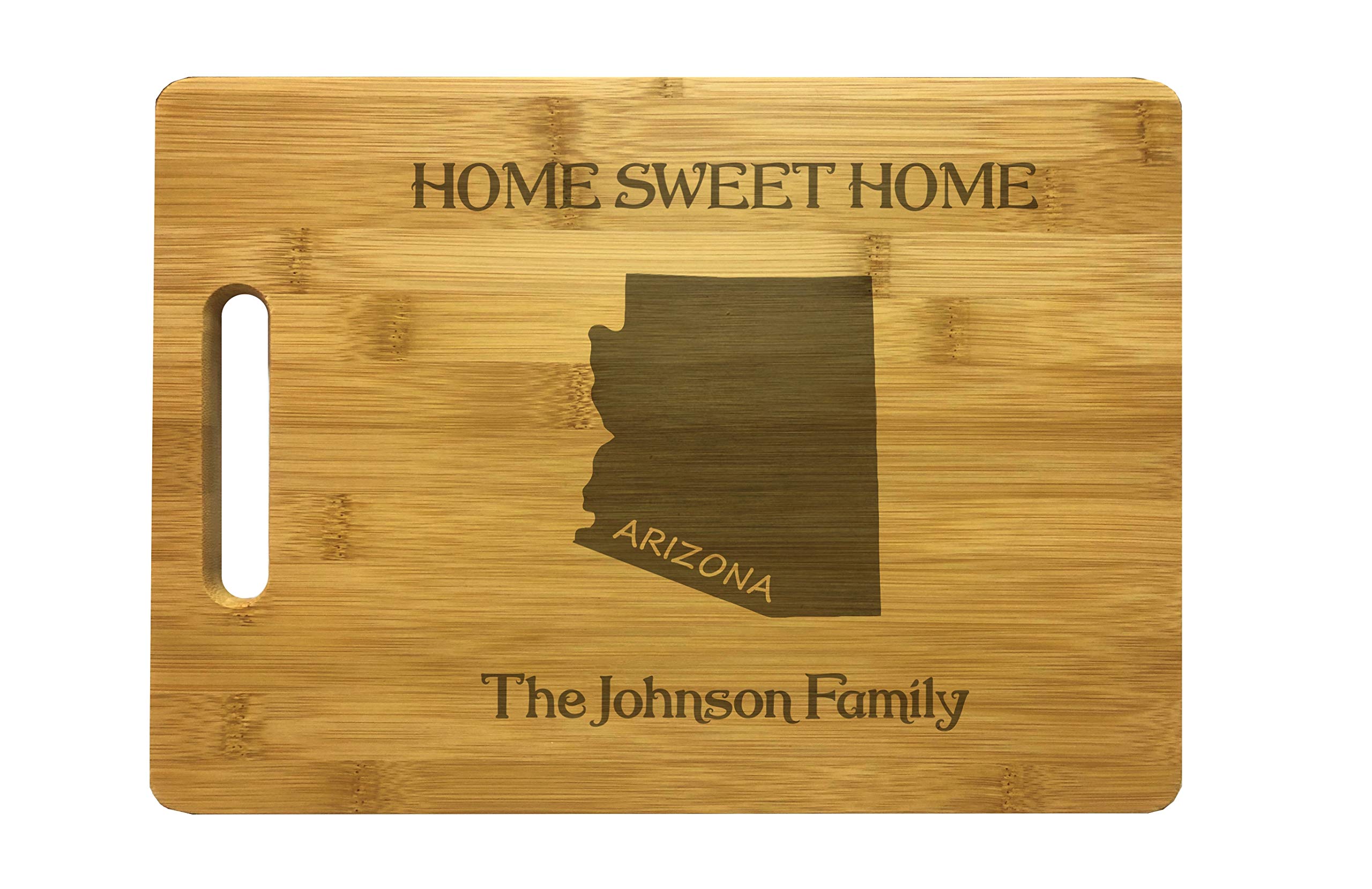Personalized Arizona Cutting Board - Custom Engraved Bamboo with 'Home Sweet Home' Text - Unique Housewarming Gift for Kitchen & Wedding Presents