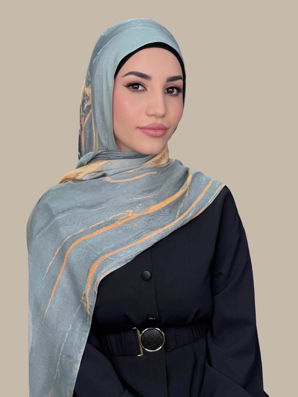 Print Modal Hijab Vienna Grey - Soft & Breathable Scarf for Muslim Women - Perfect for Daily Wear, Prayer, and Special Occasions
