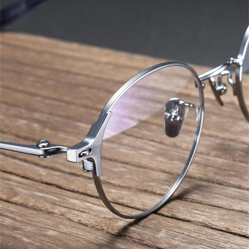 Black Unisex Full Rim Round Titanium Eyeglasses 81001 - Lightweight Durable Frame for Work, Reading & Fashion | Trendy Round Glasses for Men & Women