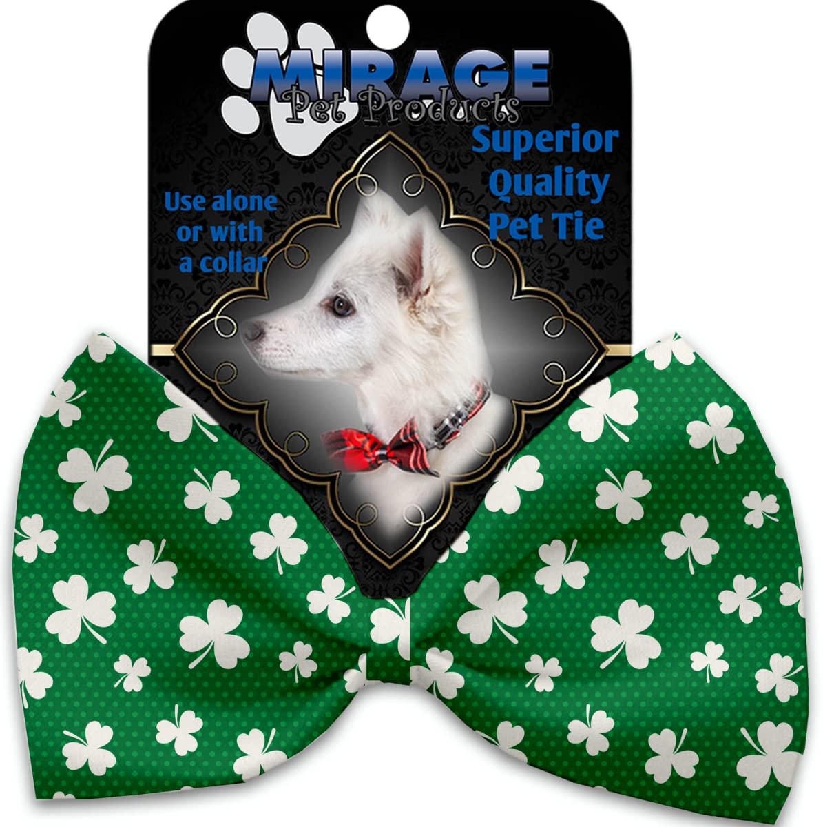 Shamrock Pet Bow Tie Collar - Adjustable Velcro Dog Neck Accessory for St. Patrick's Day, Parties & Special Occasions