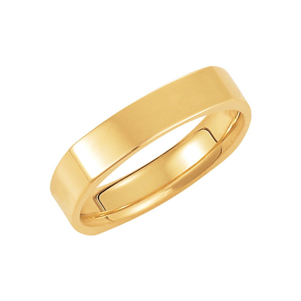 14k Yellow Gold Black Bow 6mm Square Comfort Fit Polished Band Ring for Women, Perfect for Weddings, Anniversaries, and Everyday Elegance